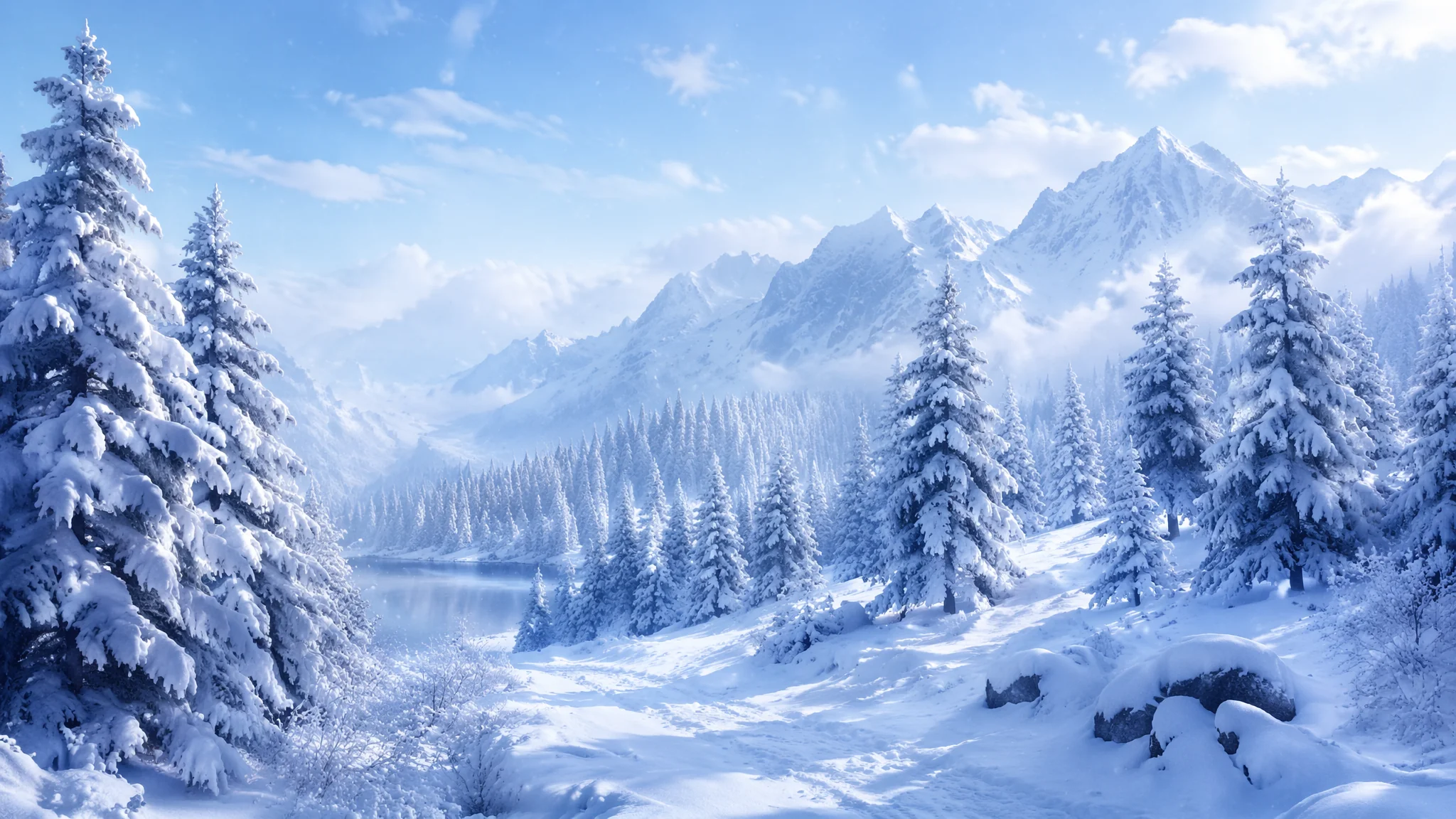AI雪景冬季绘画：纯白世界的冷暖对比与氛围营造全攻略