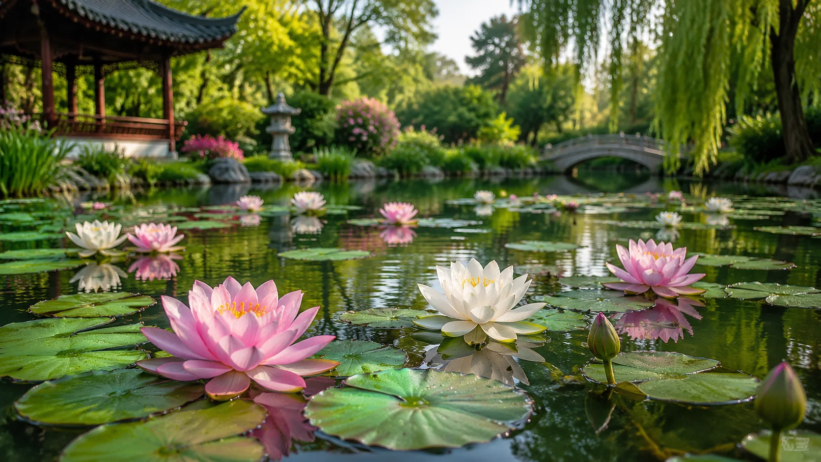 AI睡莲池塘绘画：莫奈印象派风格与静谧水景的创作指南