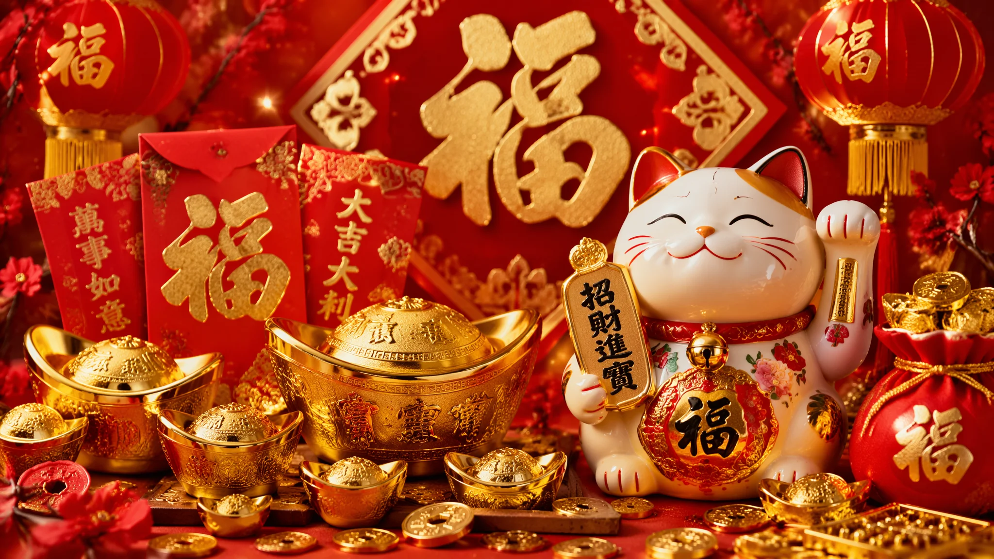 AI招财主题绘画：吉祥符号与富贵氛围的视觉设计