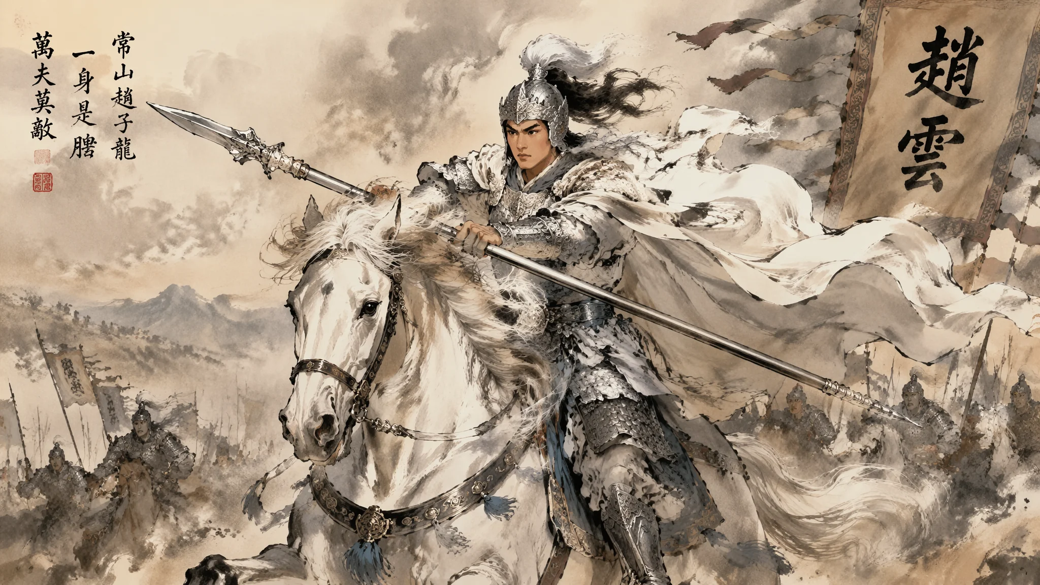 AI绘画赵子龙教程：白马银枪三国战将的英雄形象还原