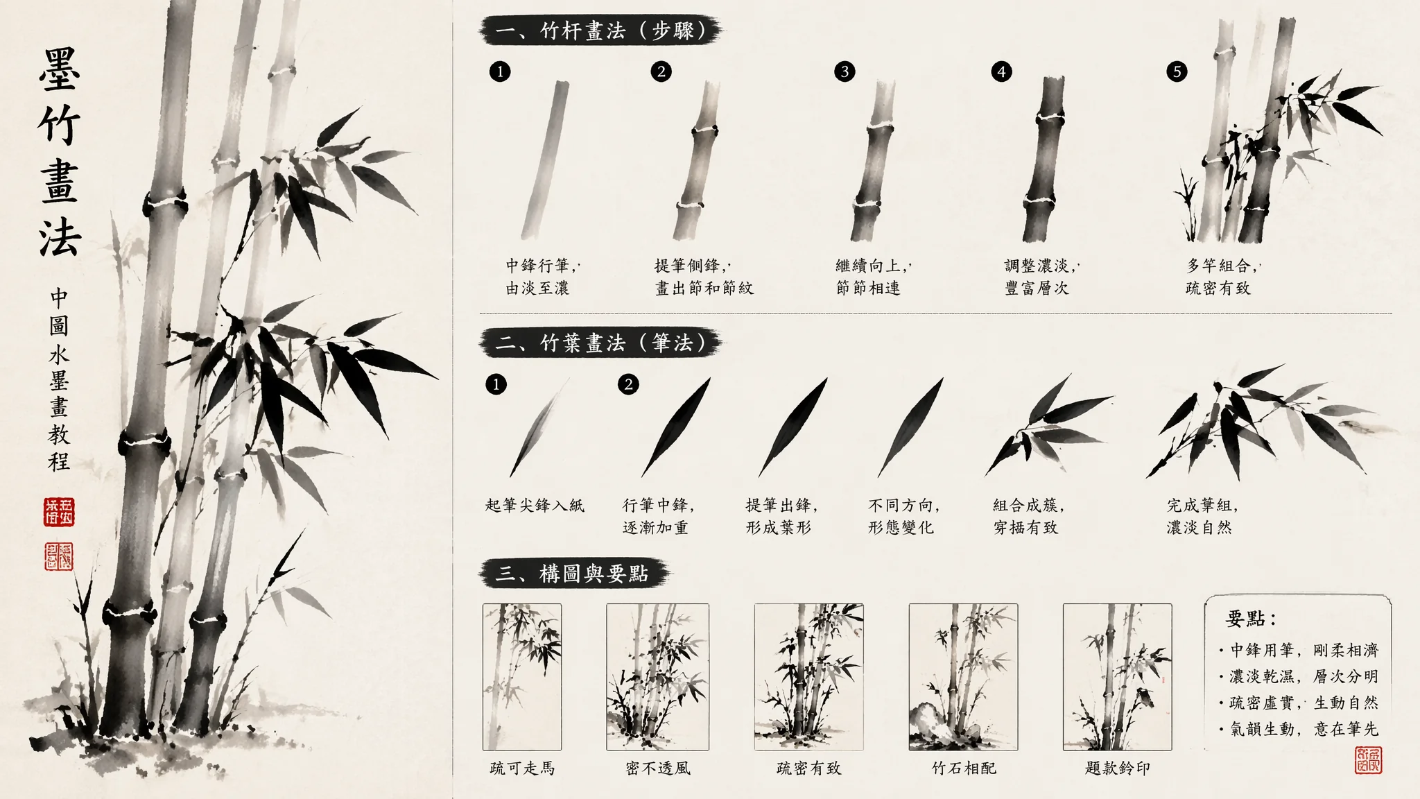AI竹子绘画教程：清雅竹节与水墨东方意境的系统创作教学