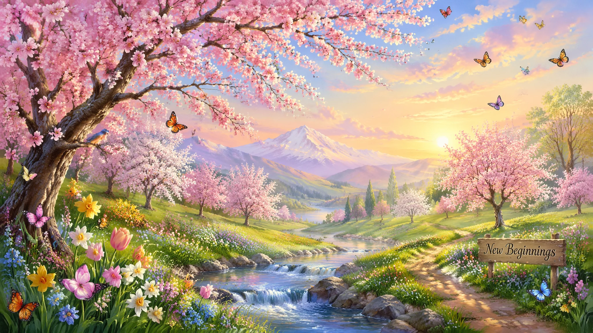 AI春天图片绘画：春暖花开与万物复苏的清新季节视觉创作