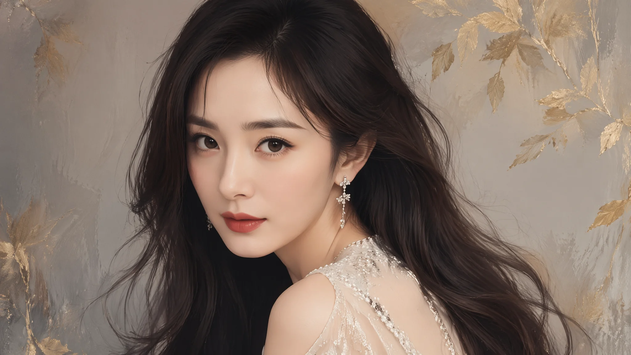AI杨幂明星肖像绘画：影视女神的精确面部还原与风格化创作