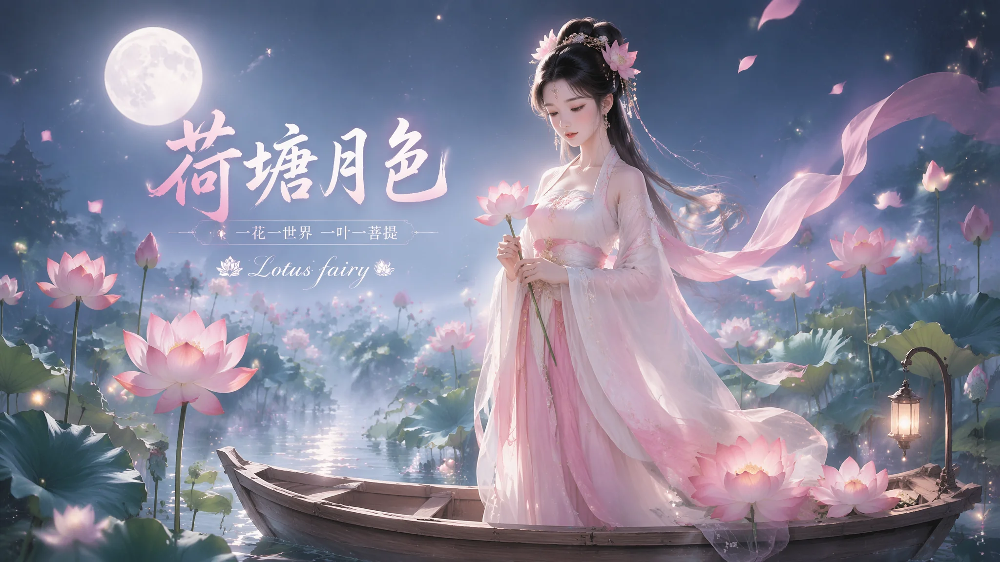 AI绘画荷花少女：古风仙子与夏日荷塘的诗意关键词