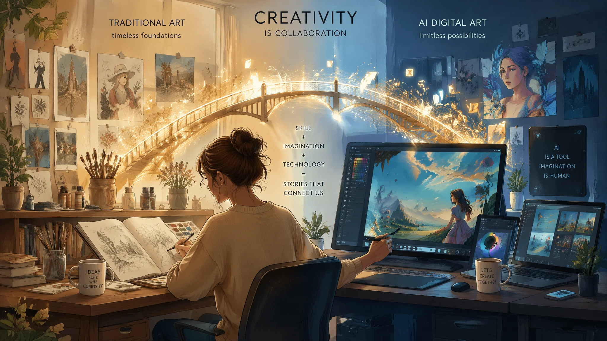 插画和AI绘画是敌是友？插画师如何用AI工具提升创作效率