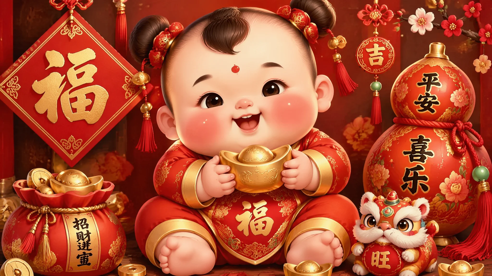 AI绘画胖娃娃怎么画？福气宝宝的提示词与配色