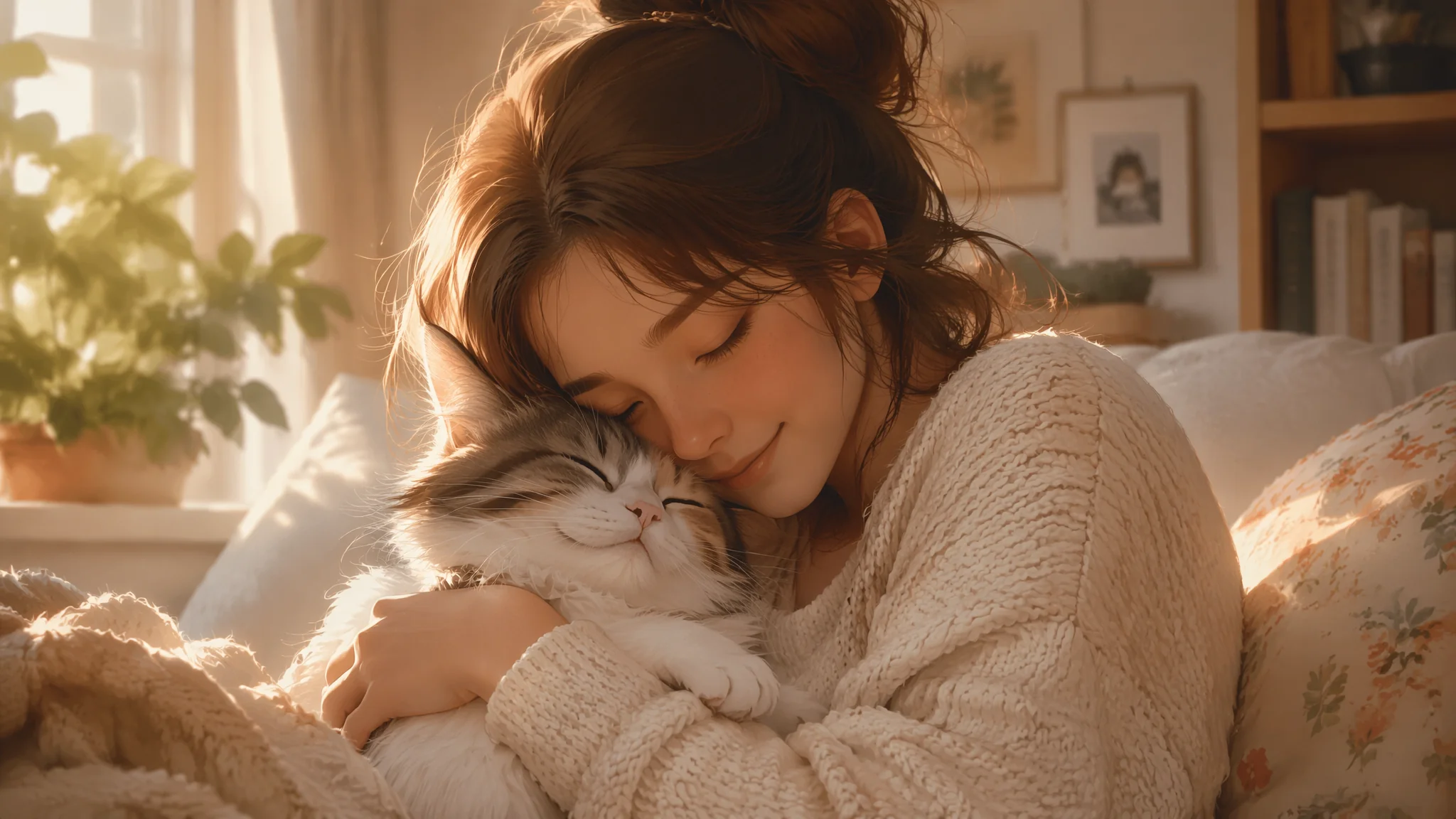 AI绘画抱着猫的角色怎么画？人宠互动的提示词