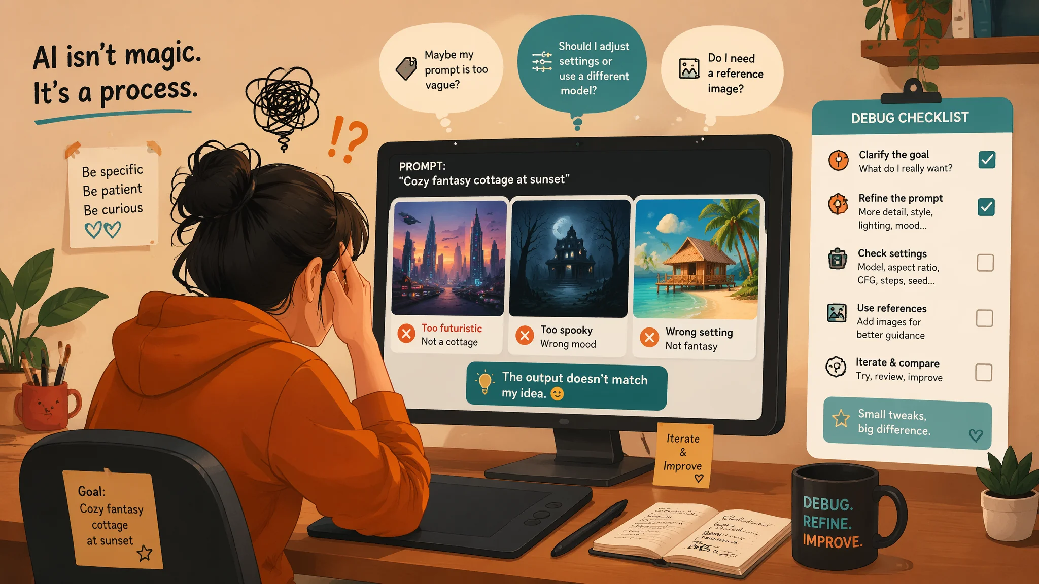 AI绘画画不出想要的效果怎么办？六类翻车与修复思路