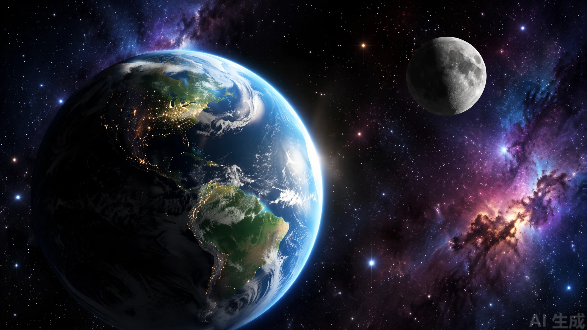 AI绘画地球月球怎么做？星空科幻场景提示词与出图技巧
