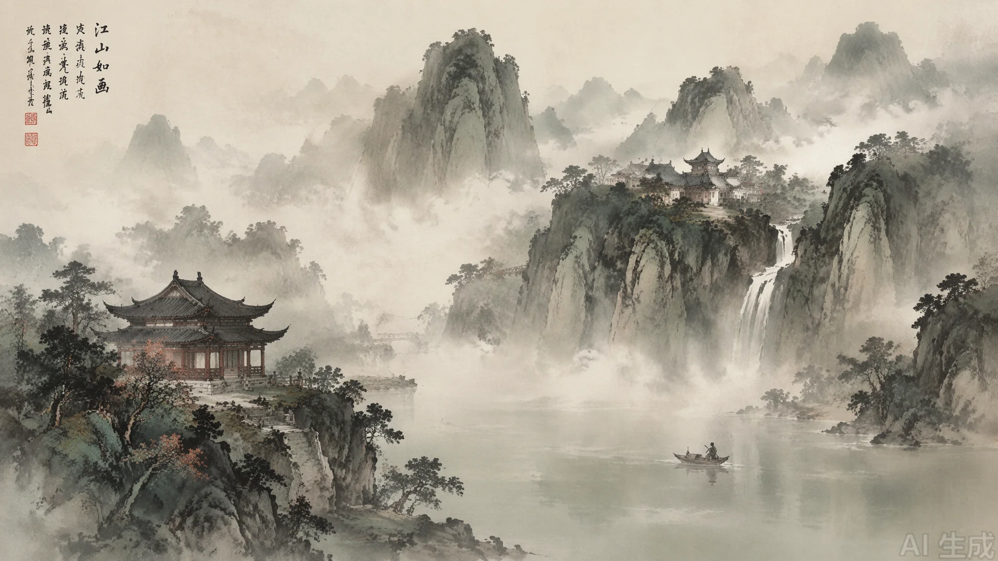 国风场景AI绘画怎么做出意境？古风背景提示词与构图技巧