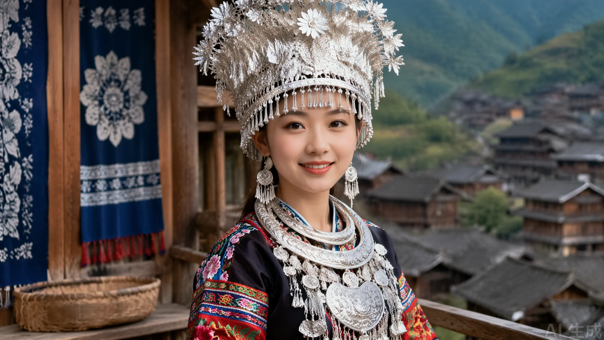 苗族少女AI绘画怎么出图有民族风？苗族角色提示词与银饰细节