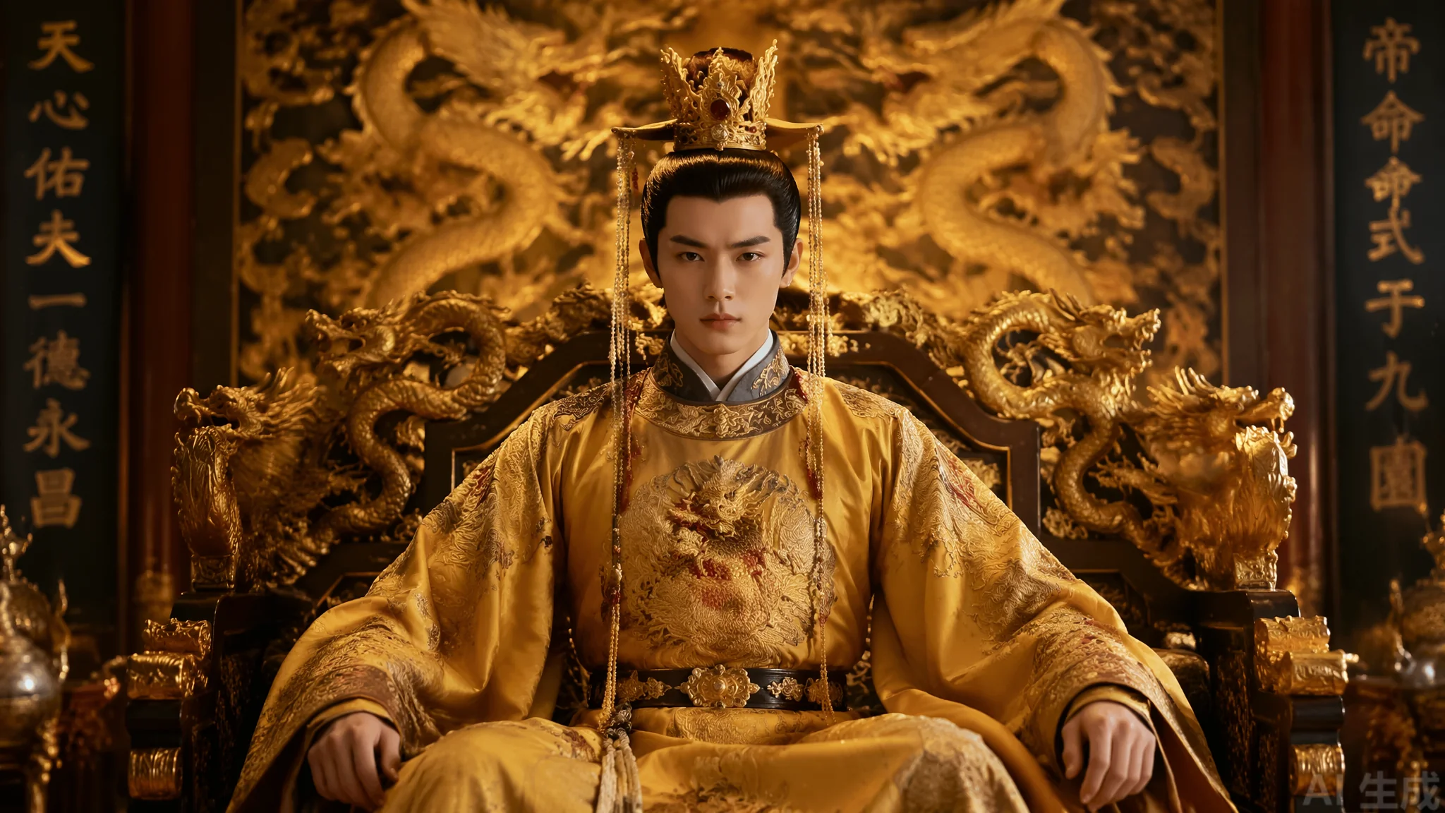 AI绘画少年帝王怎么出图有气势？古风角色提示词与服饰细节