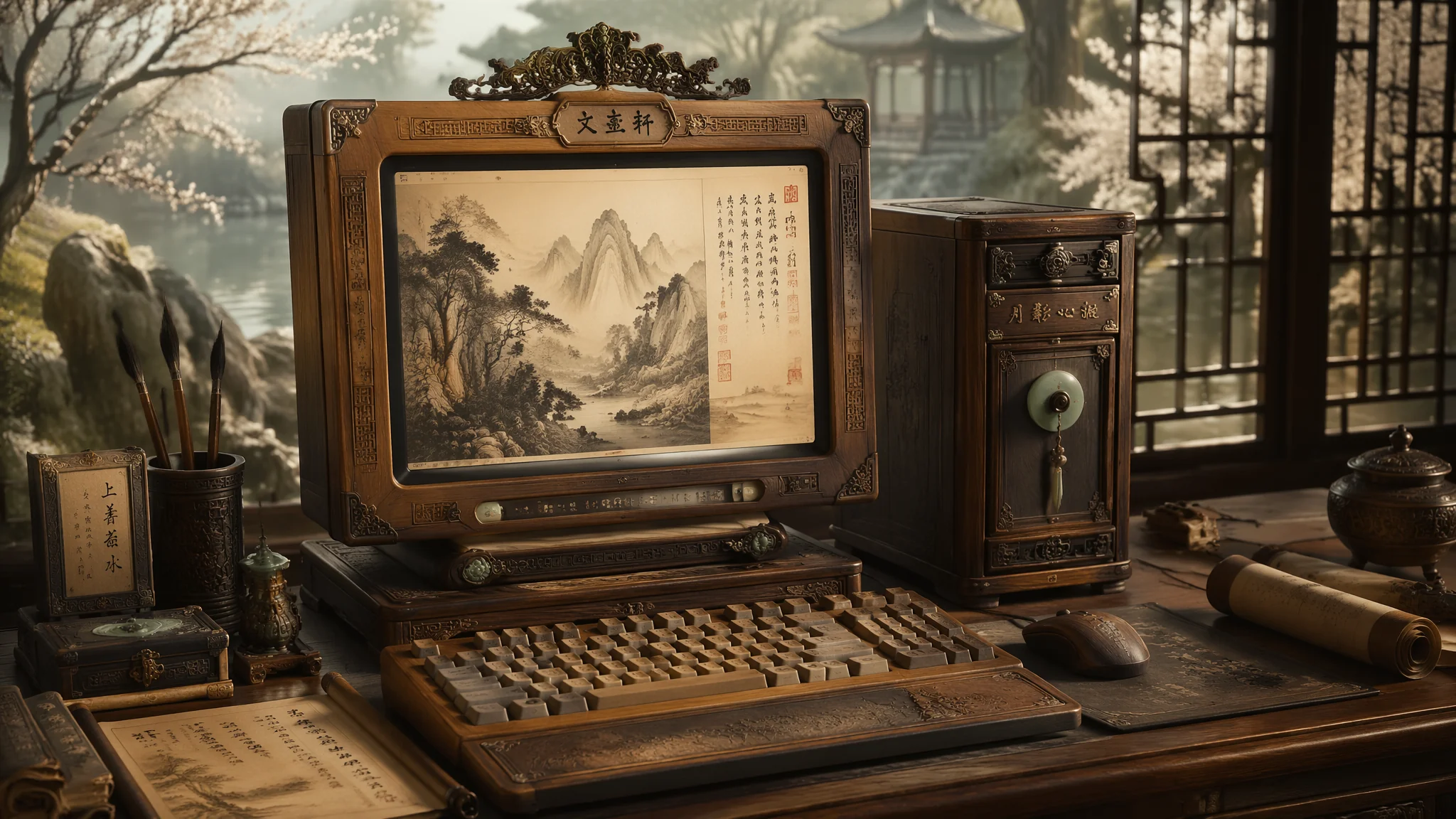 AI绘画古风电脑桌面创作方法与壁纸制作