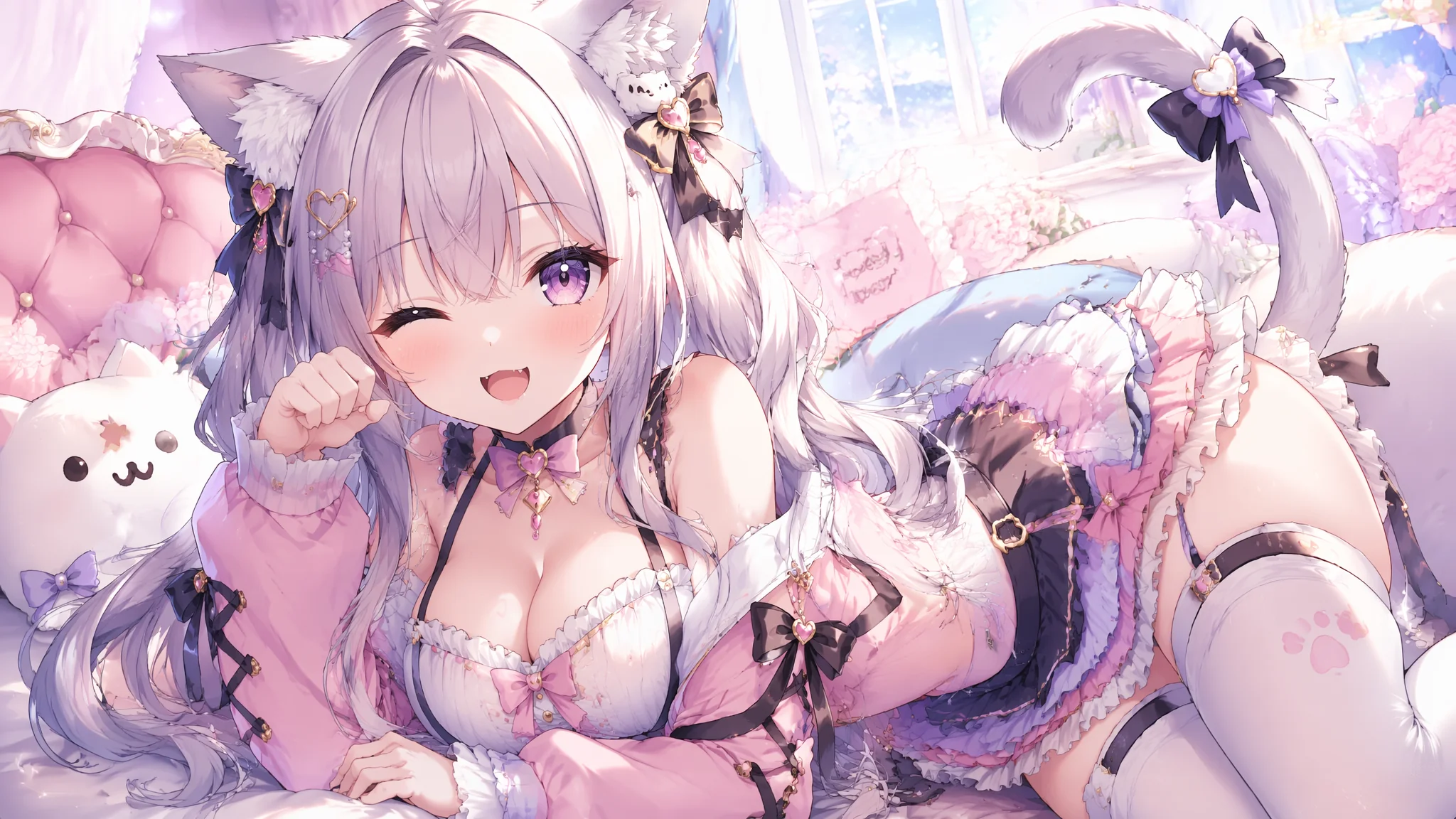 AI绘画猫耳少女角色设计与提示词写法