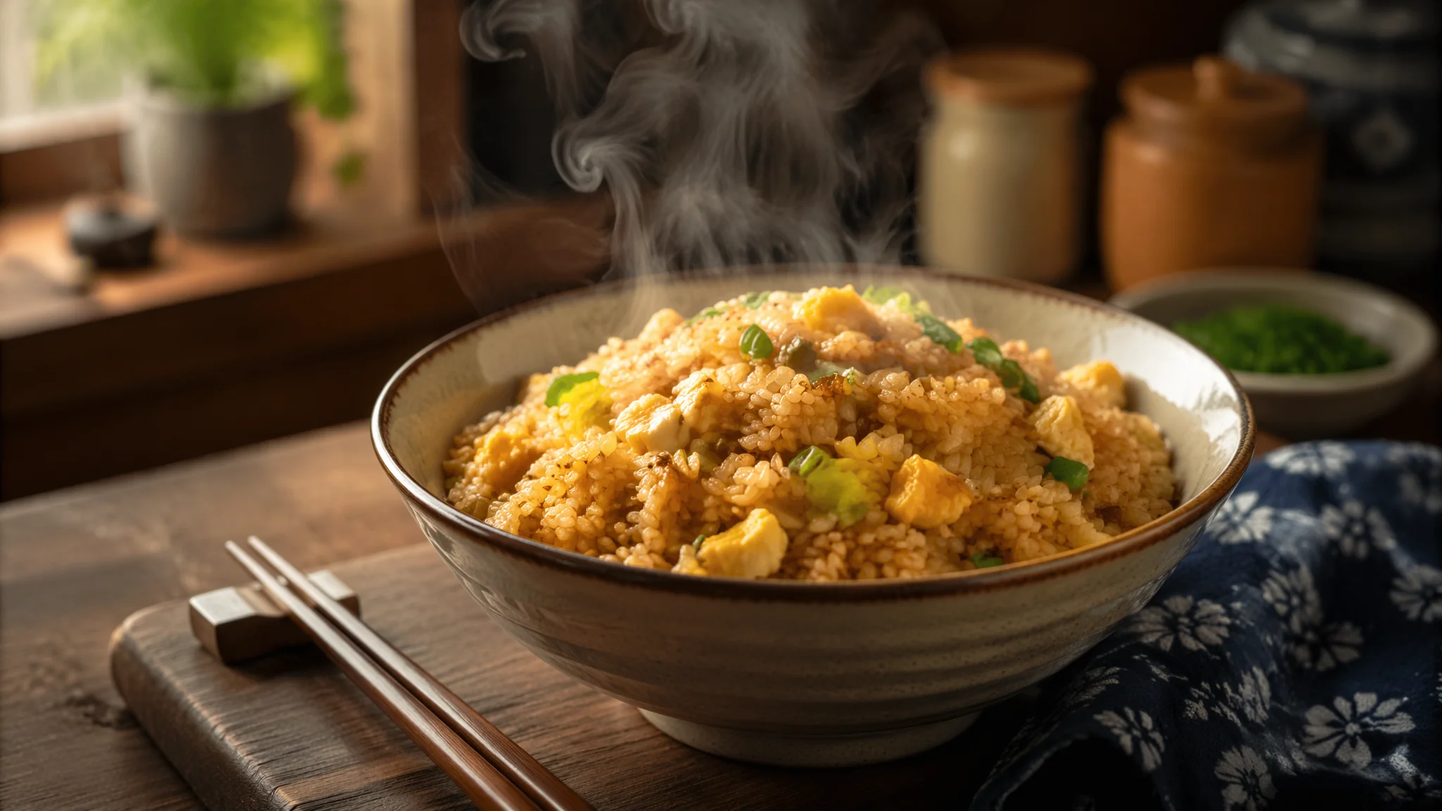 AI绘画蛋炒饭美食插画教程：从颗粒质感到热气氛围的出图法