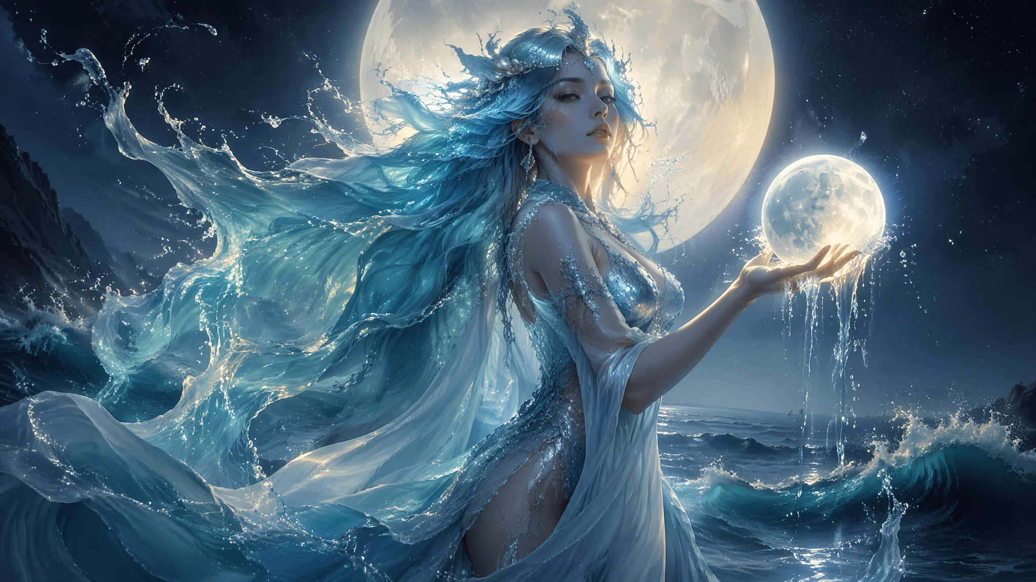 AI绘画海月角色创作：海洋月光与神秘气韵的出图法