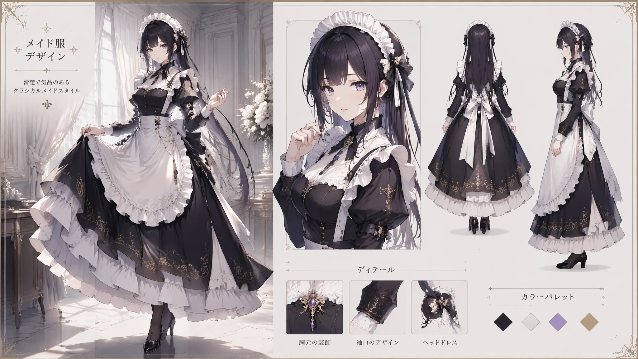 AI绘画女仆装角色怎么画？服装细节与萌系提示词