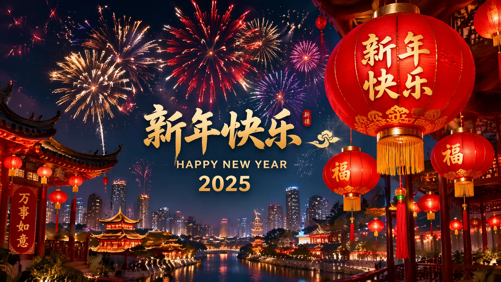 AI绘画新年主题图片创作方法：从灯笼烟花到生肖贺图