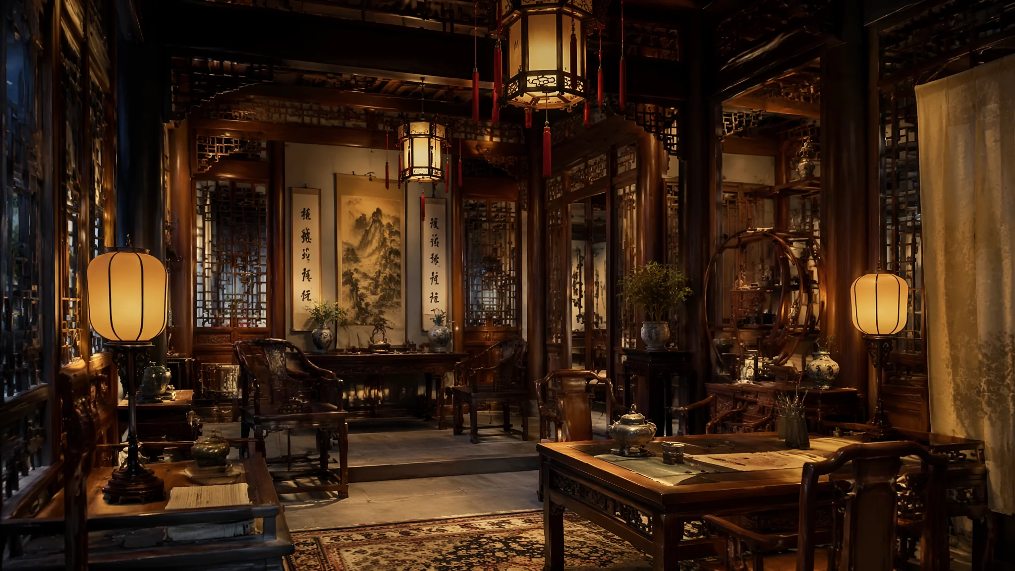 AI绘画古代室内场景布景教程