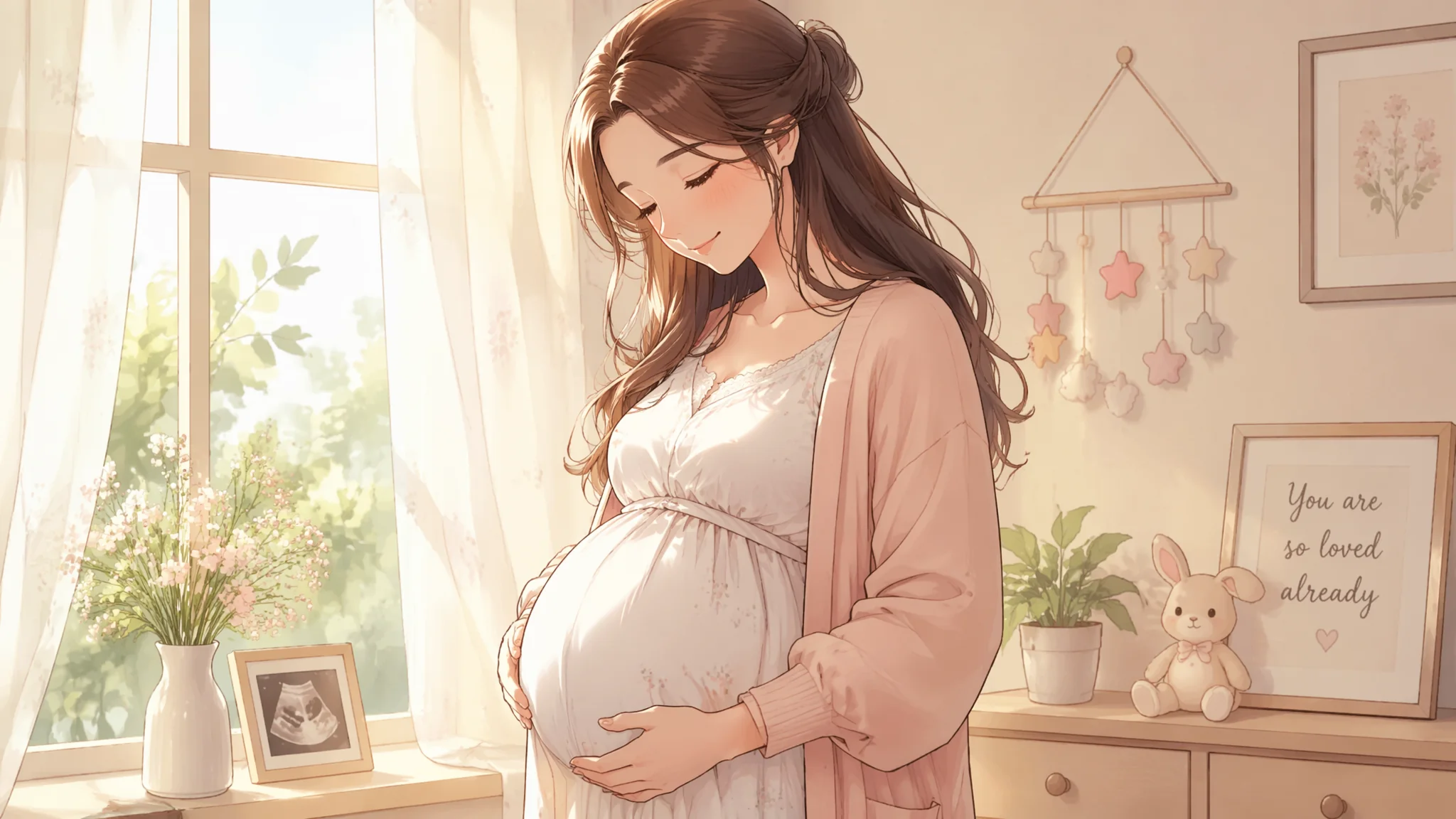 AI绘画温馨孕妈动漫形象创作：柔和色调与情绪表达的提示词思路