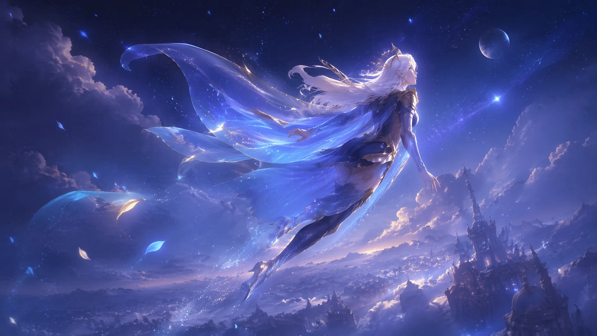 光遇主题AI绘画作品创作：斗篷光影与星云背景的氛围配方