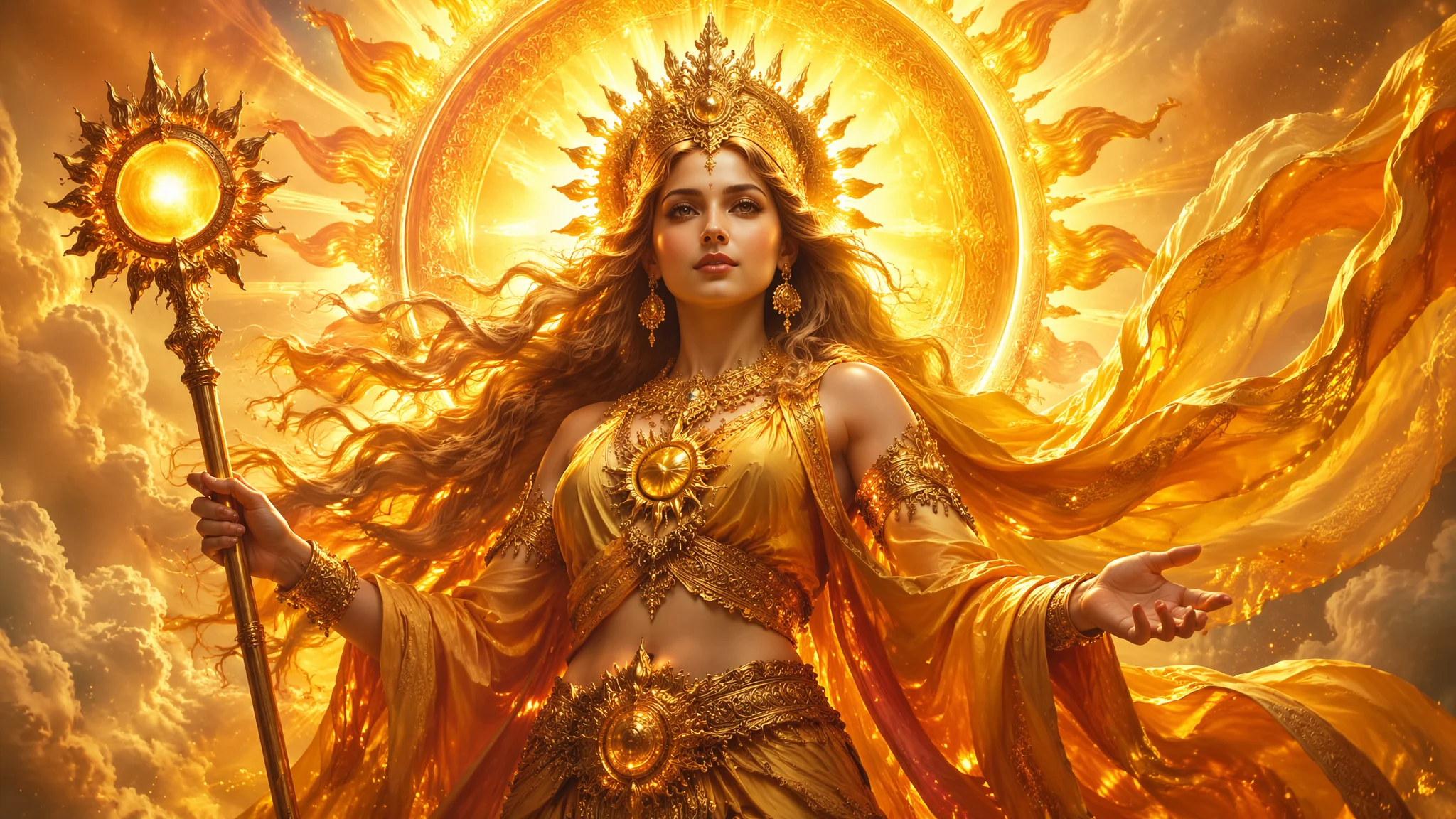 太阳女神AI绘画角色设计与提示词技巧