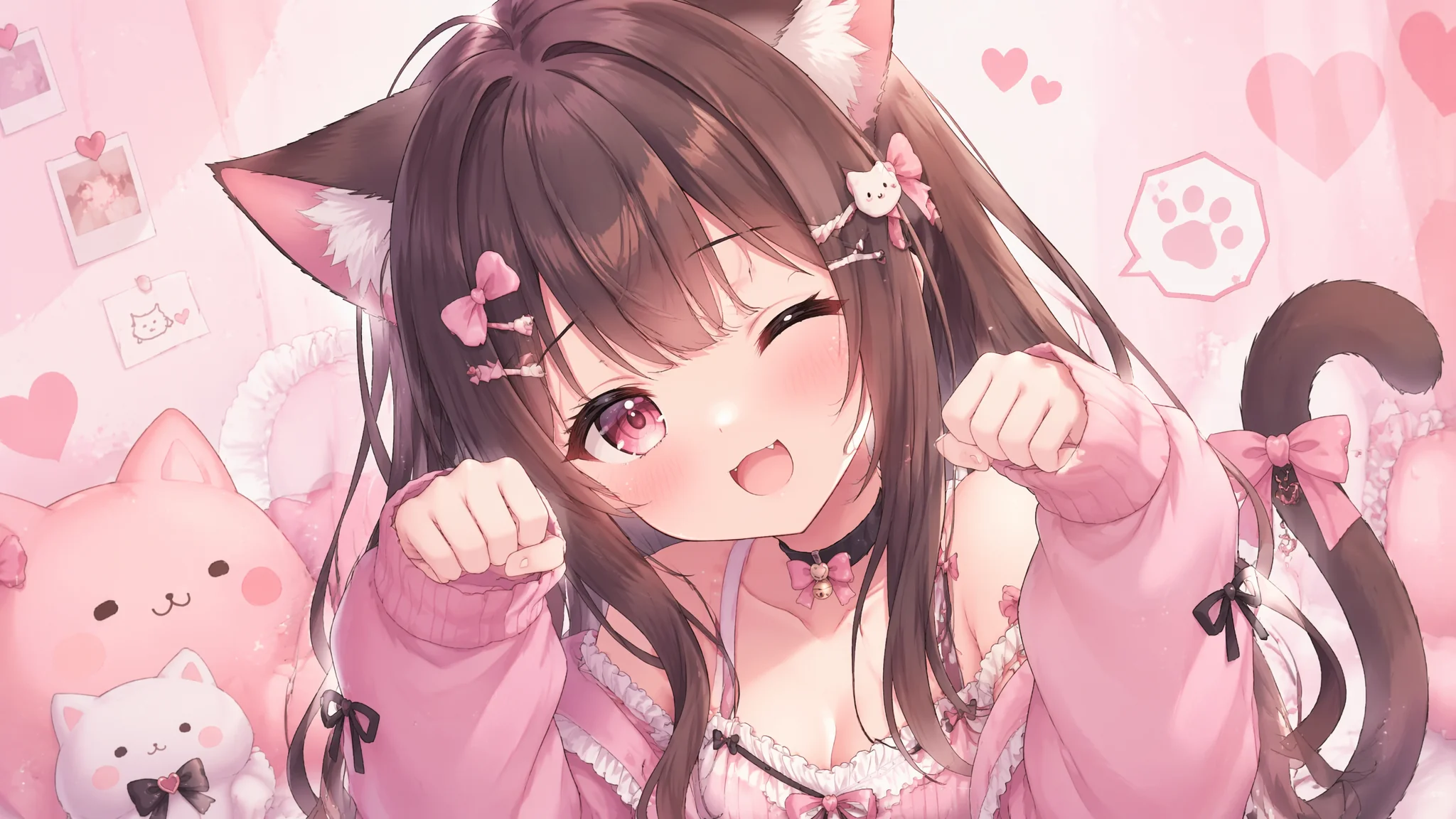 AI绘画猫咪女孩：萌系猫耳少女角色绘制