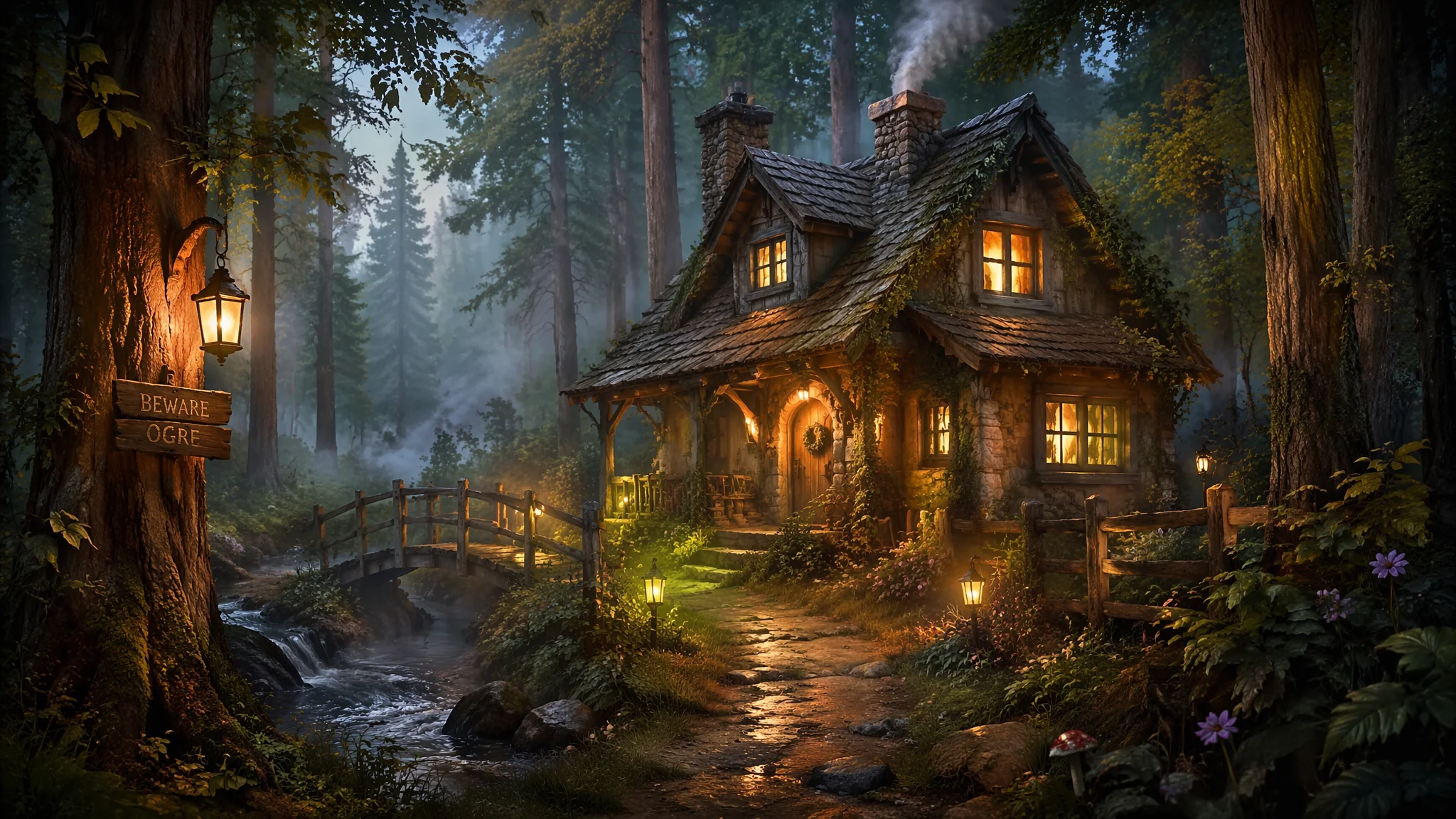 AI绘画森林小屋：童话森林木屋场景创作