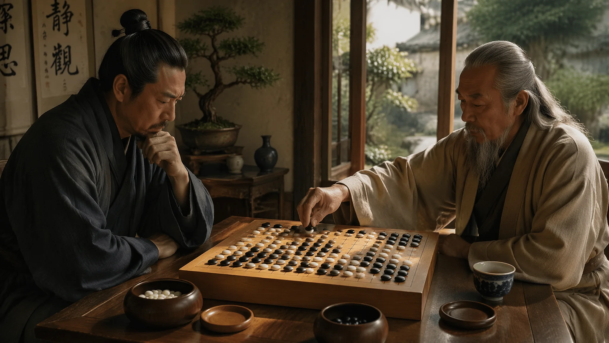 下围棋AI绘画：对弈围棋场景画面创作