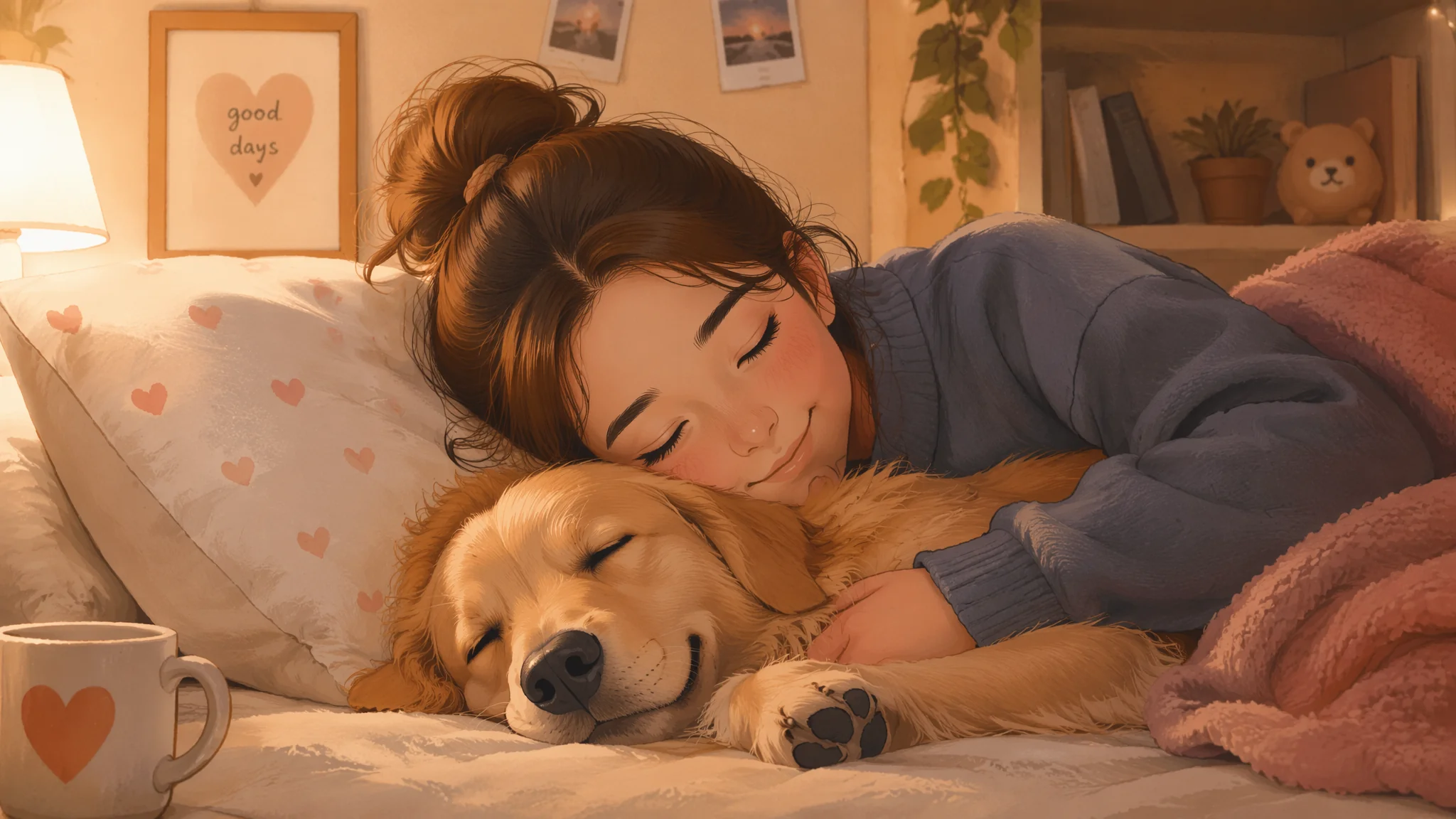 AI绘画趴狗：人物与狗狗温馨互动场景画法