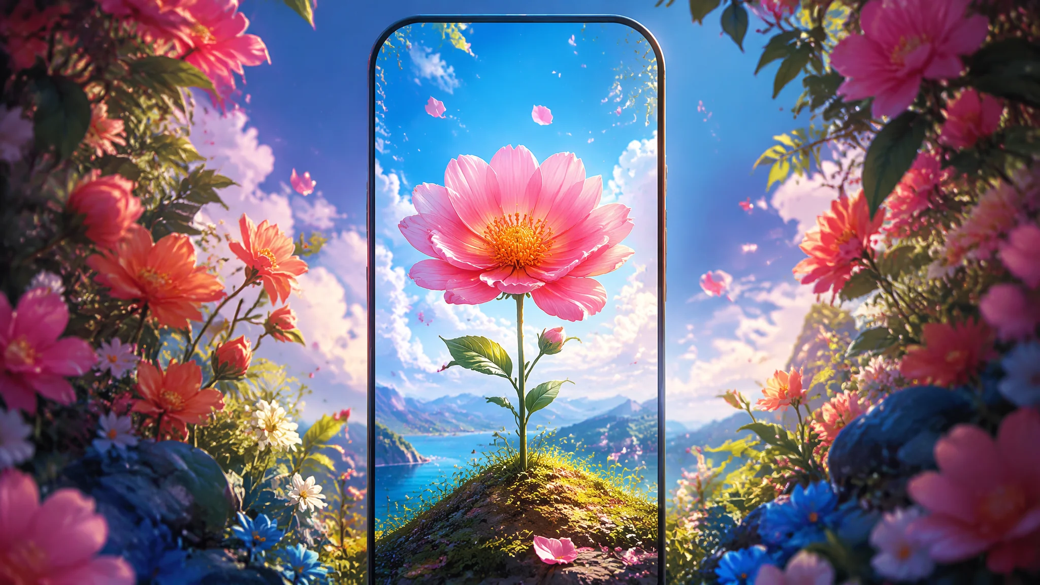 AI绘画荷花手机壁纸怎么画？竖构图与留白