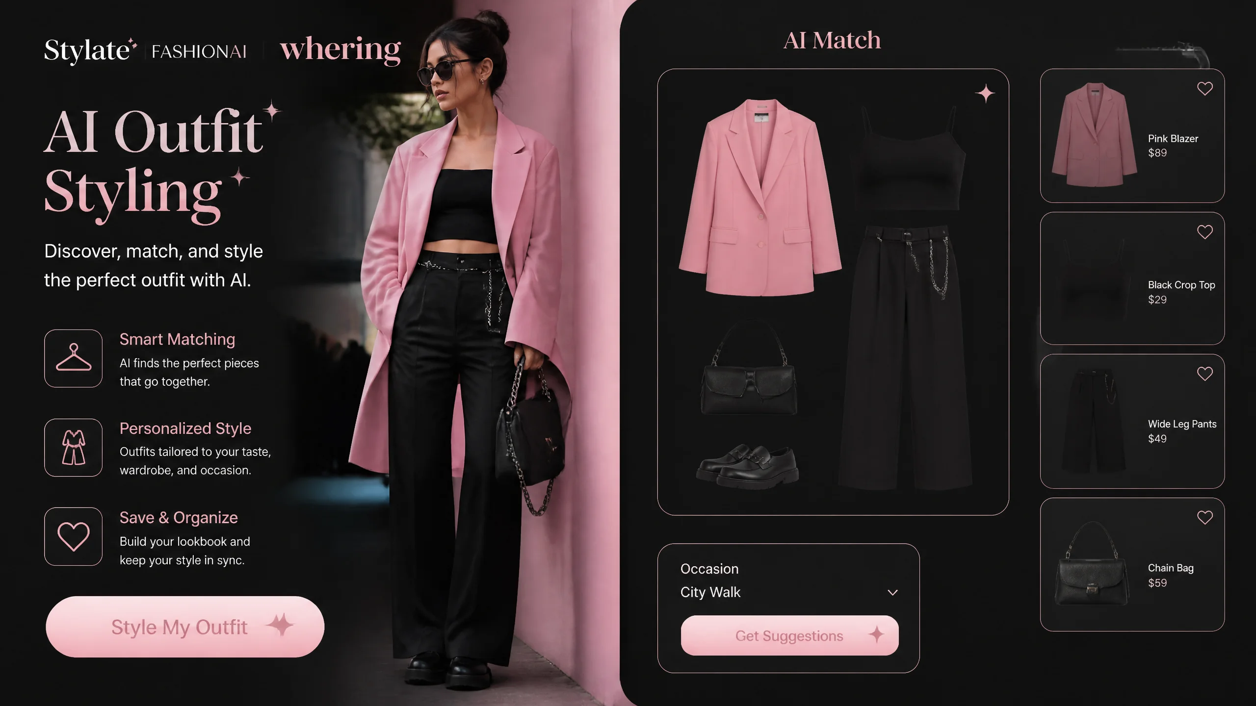 Stylate FashionAI Whering AI穿搭搭配工具对比示意图
