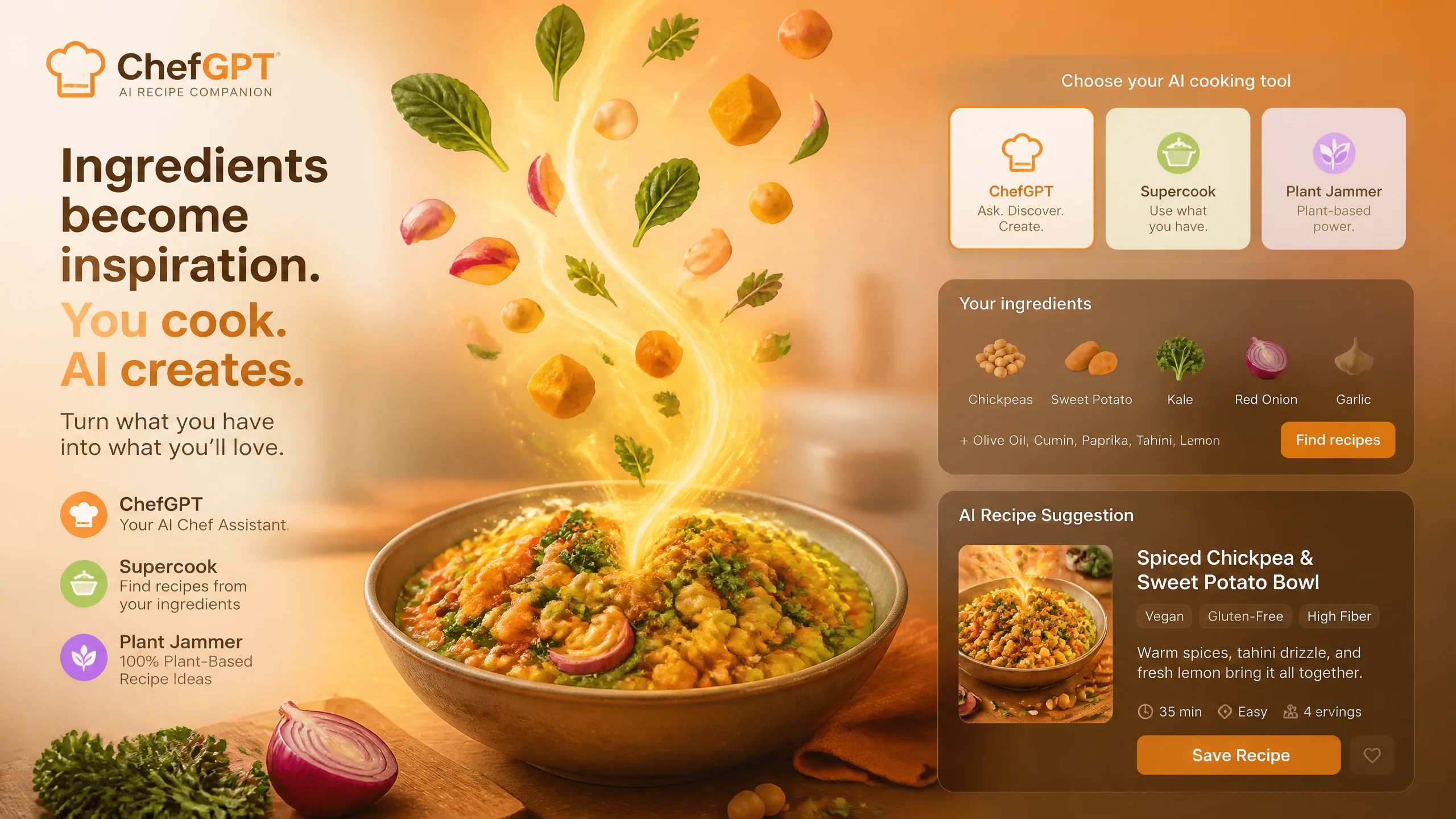 ChefGPT Supercook Plant Jammer AI做菜工具对比示意图
