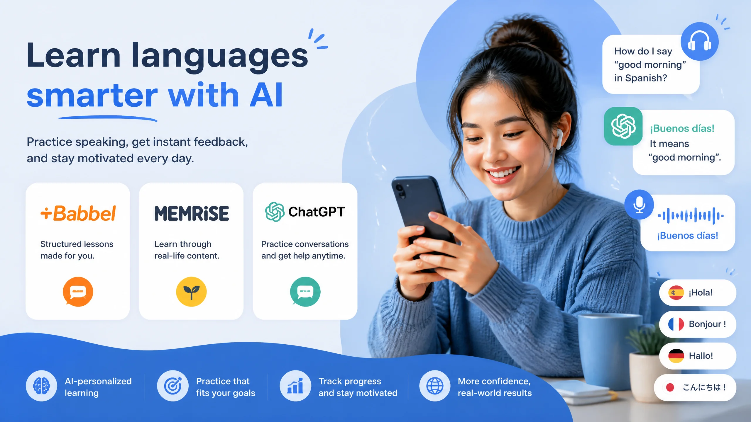 AI语言学外语工具对比：Babbel AI、Memrise、ChatGPT实测
