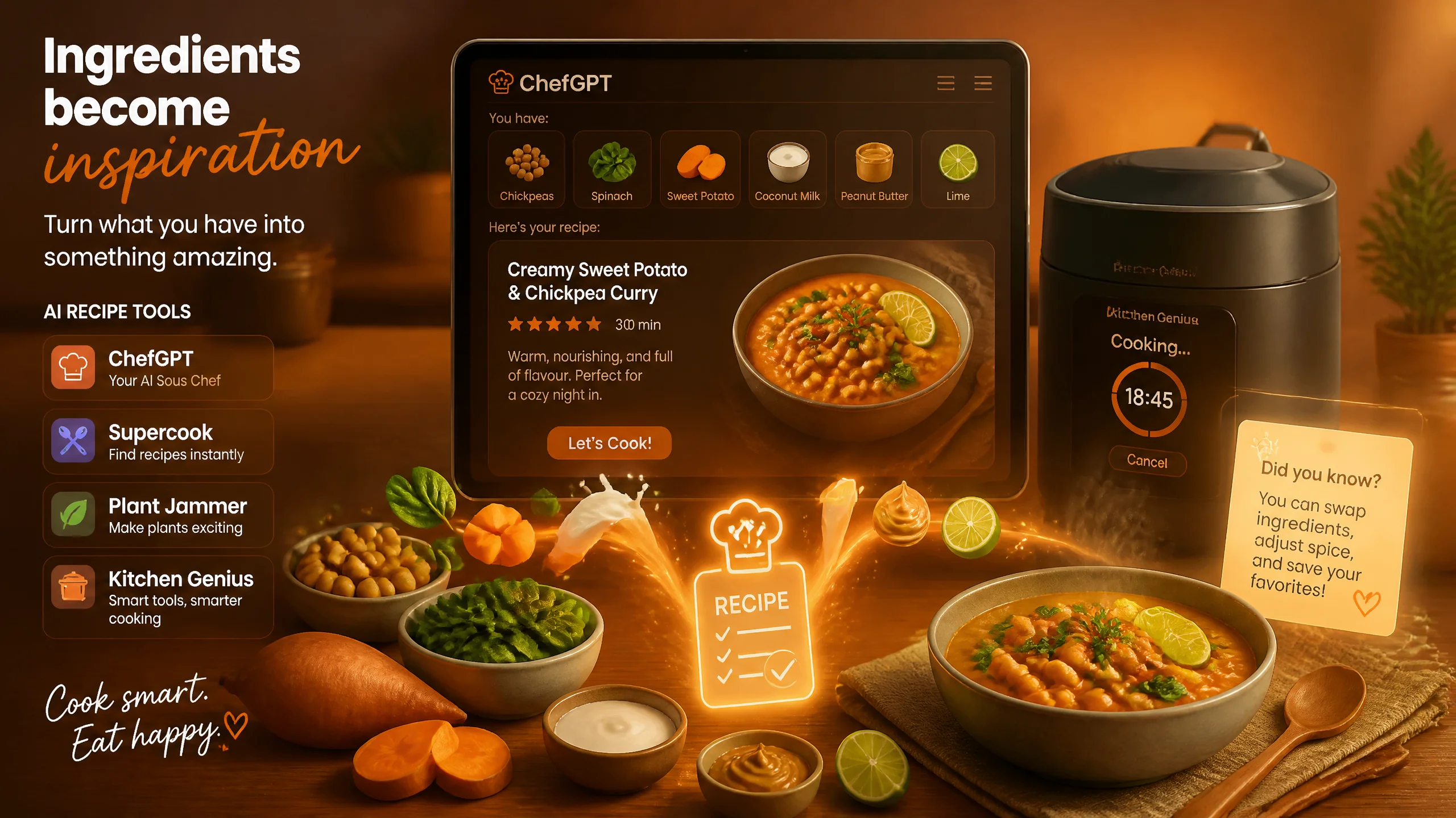 AI做菜工具对比：ChefGPT、Supercook、Plant Jammer实测