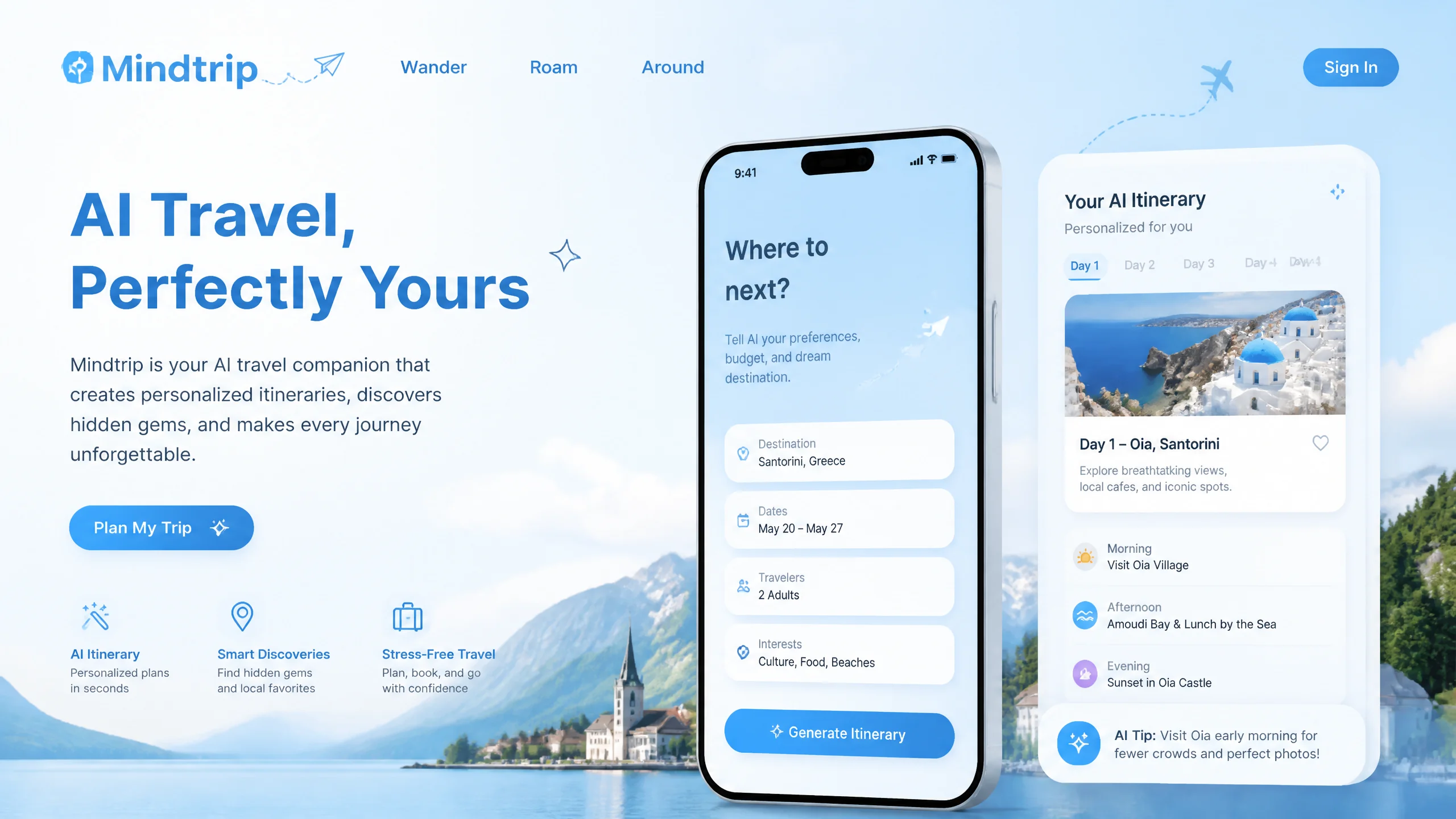 AI旅行规划工具对比：Mindtrip、Wander、Roam Around实测