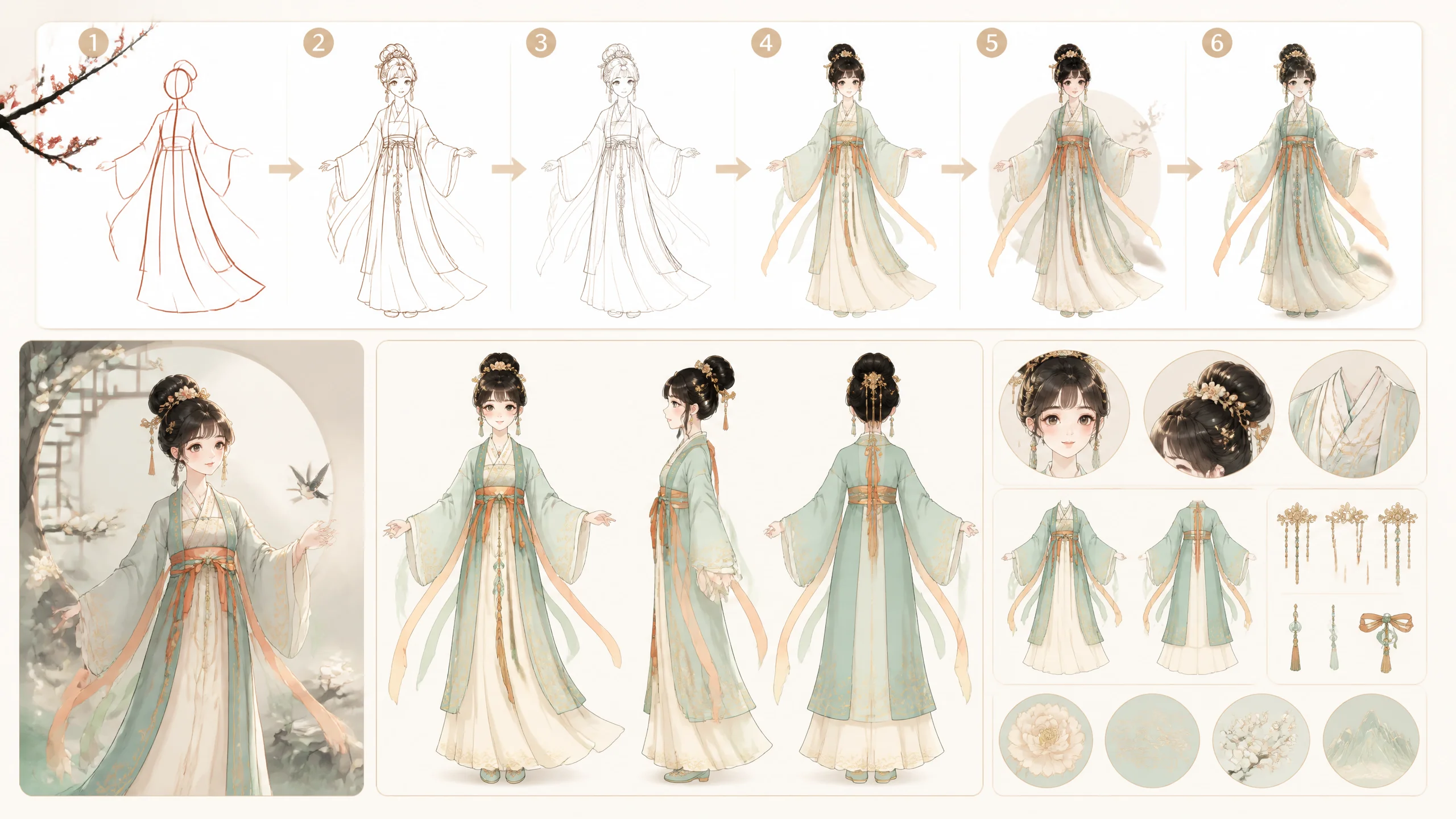 AI绘画古风女教程怎么学？国风人物出图