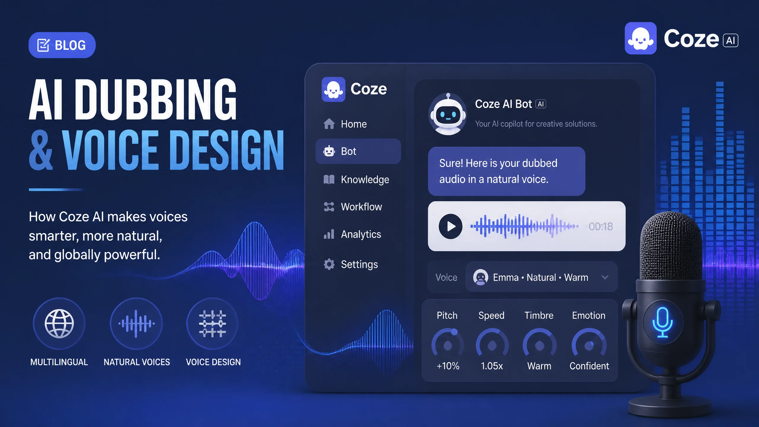 coze ai配音用什么音色好？几个实测能打的声线方向
