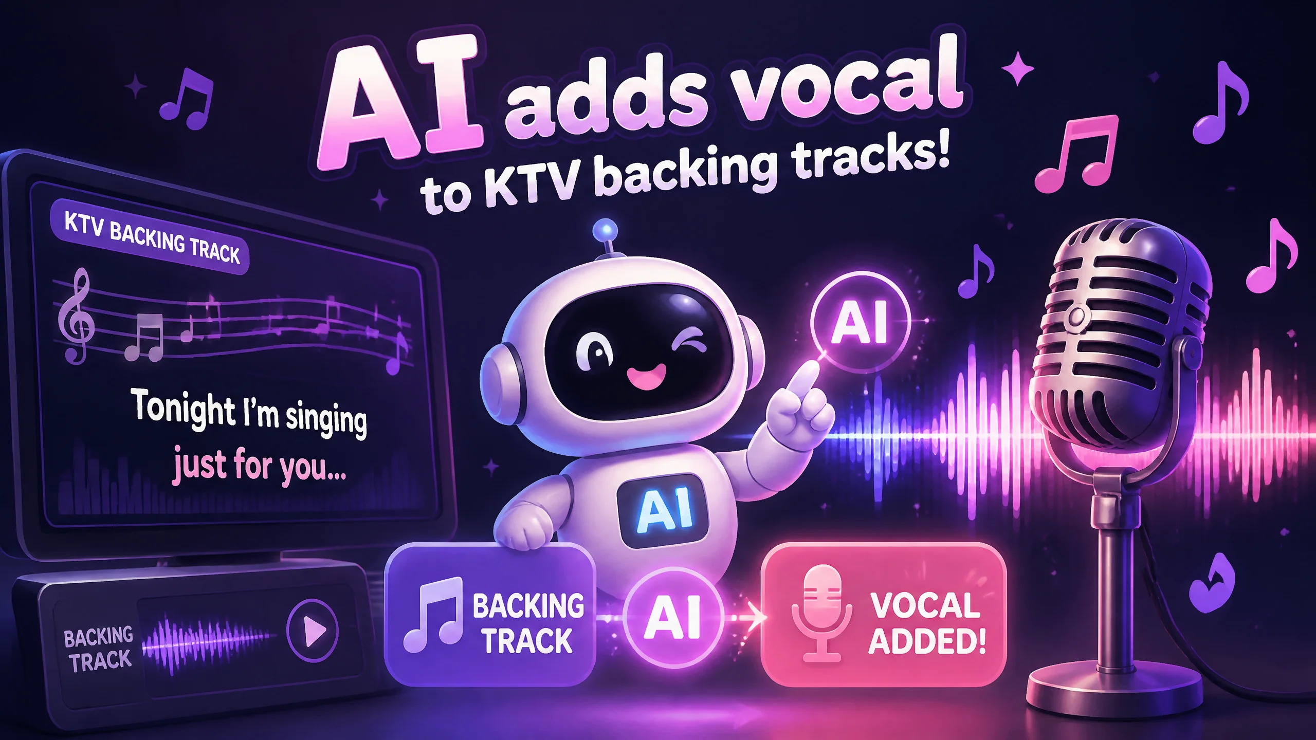 AI给KTV伴奏加人声配音怎么做？伴唱的玩法