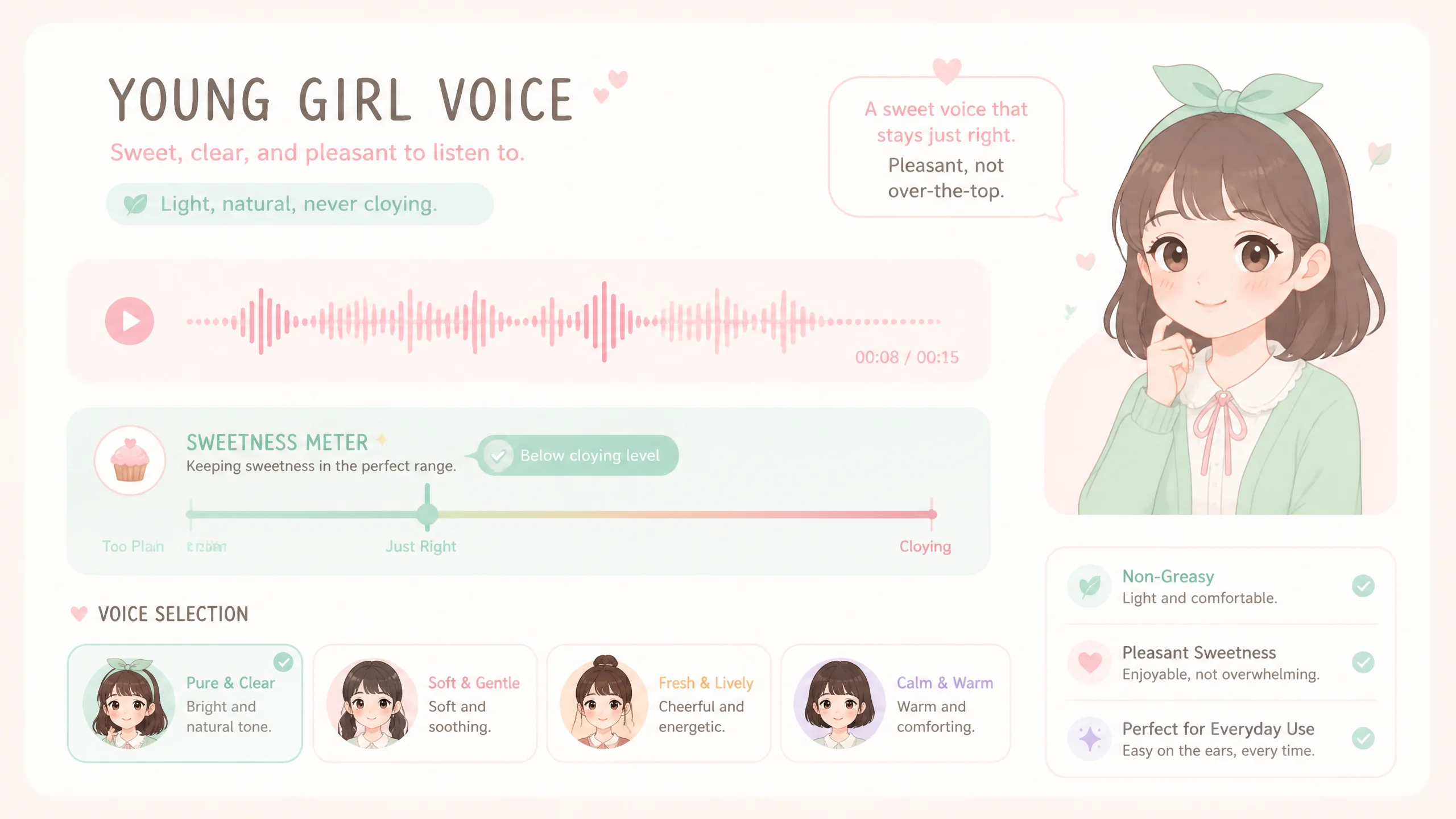 ai配音少女声线怎么选不油腻？年轻女声选型与语速甜区实测