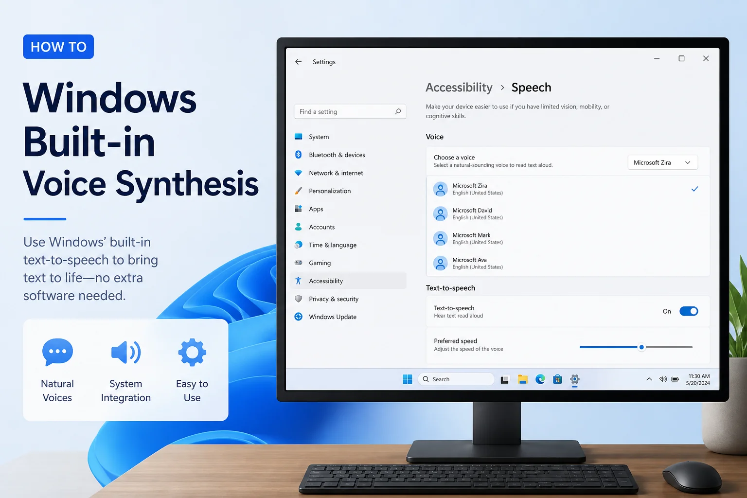 Win AI配音怎么用？Windows自带语音合成的实测和坑