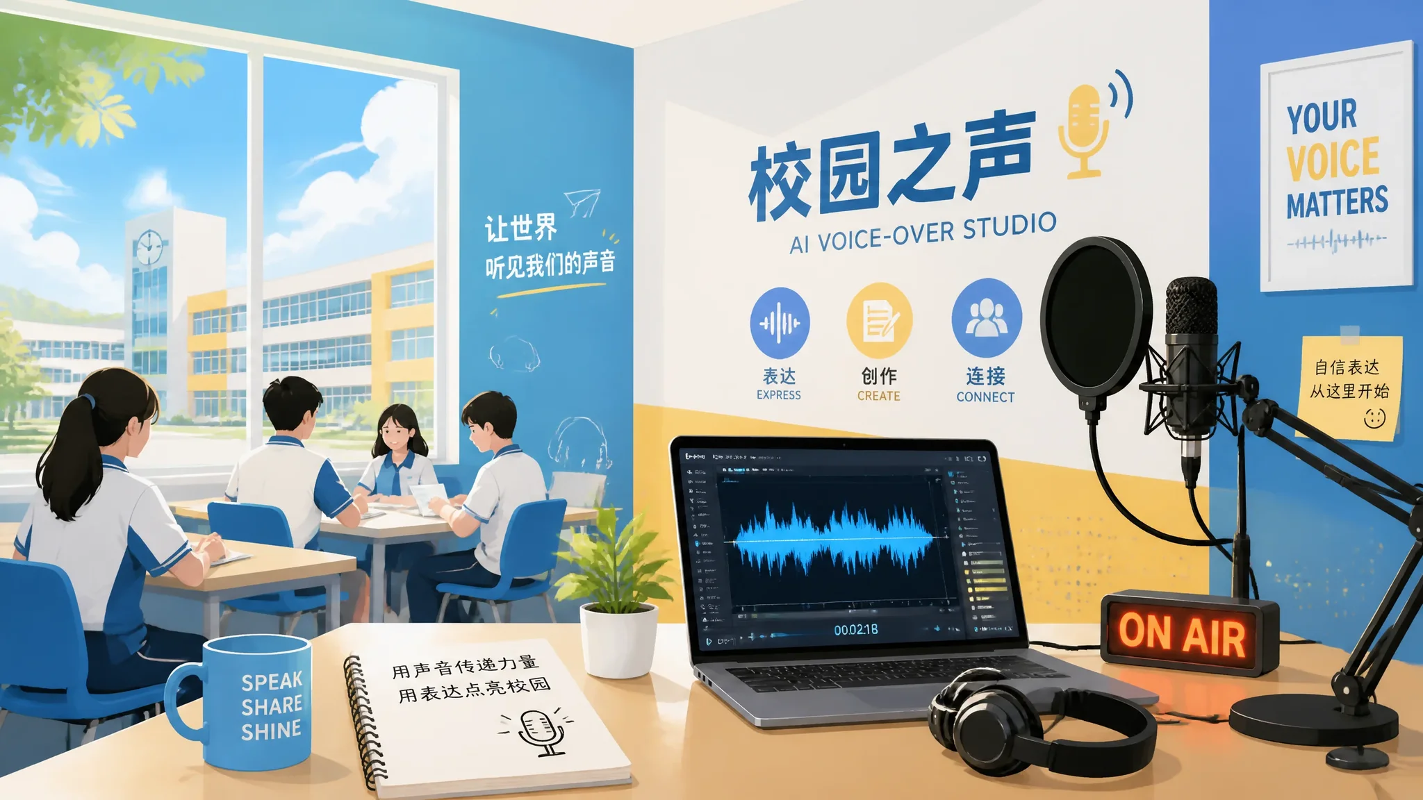 AI配音怎么用在校园？学校内容的实用配音方案