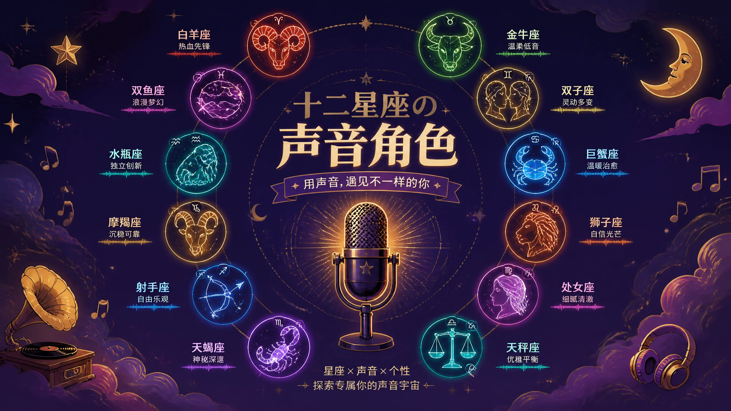 AI配音十二星座怎么玩？星座内容的声线图鉴