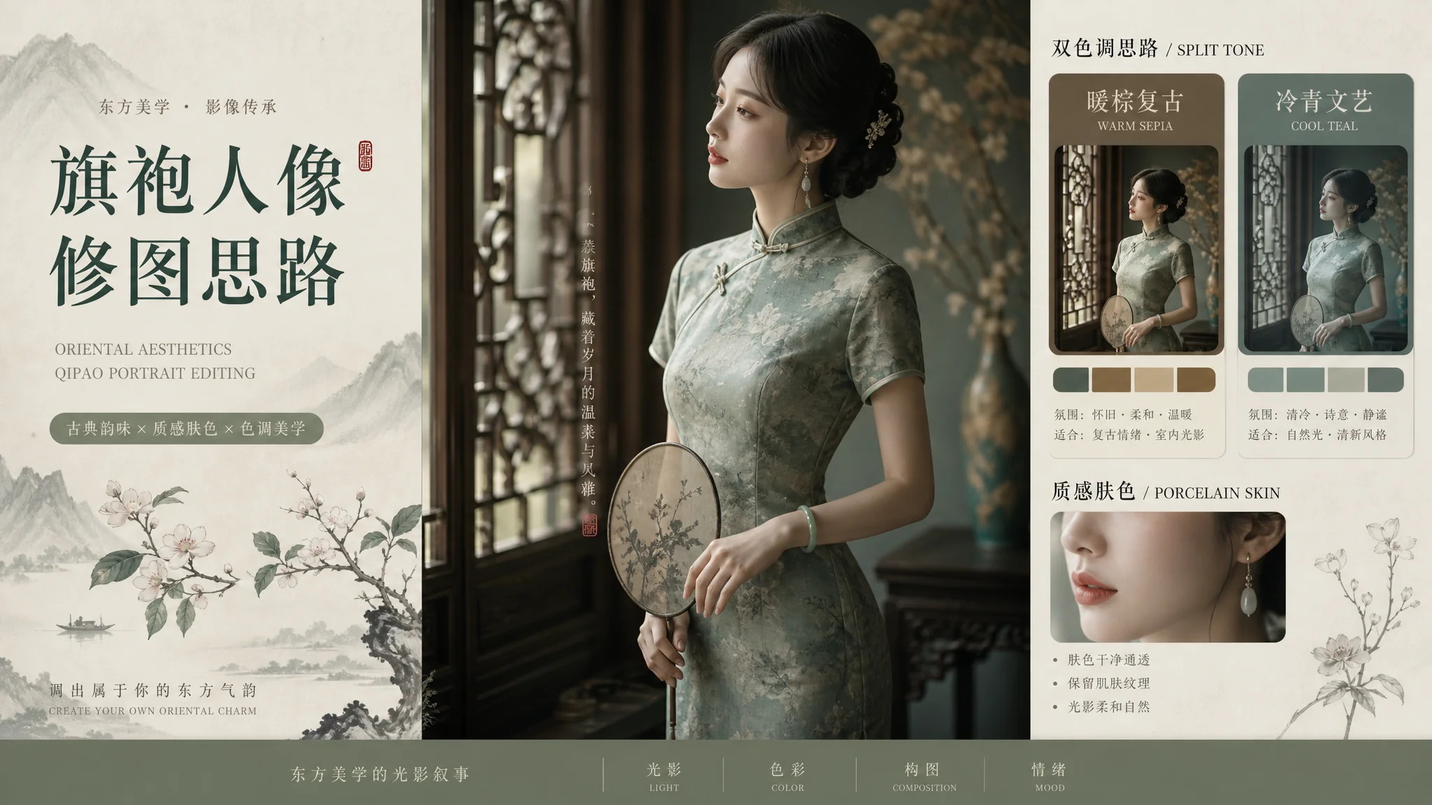 旗袍照片修图：东方美学人像的分寸与调法