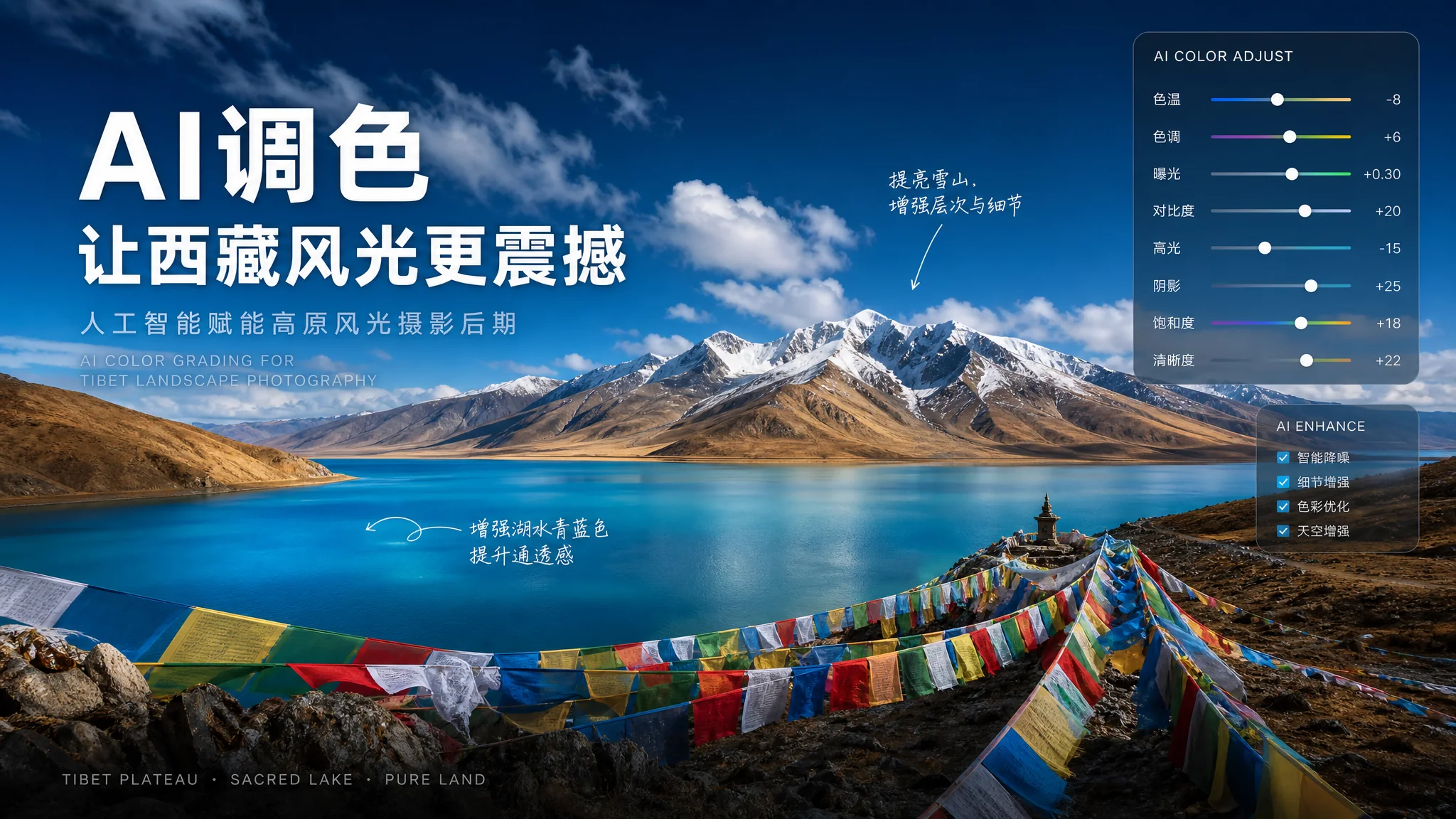 西藏AI修图怎么调？高原光影的色彩还原与敬畏线