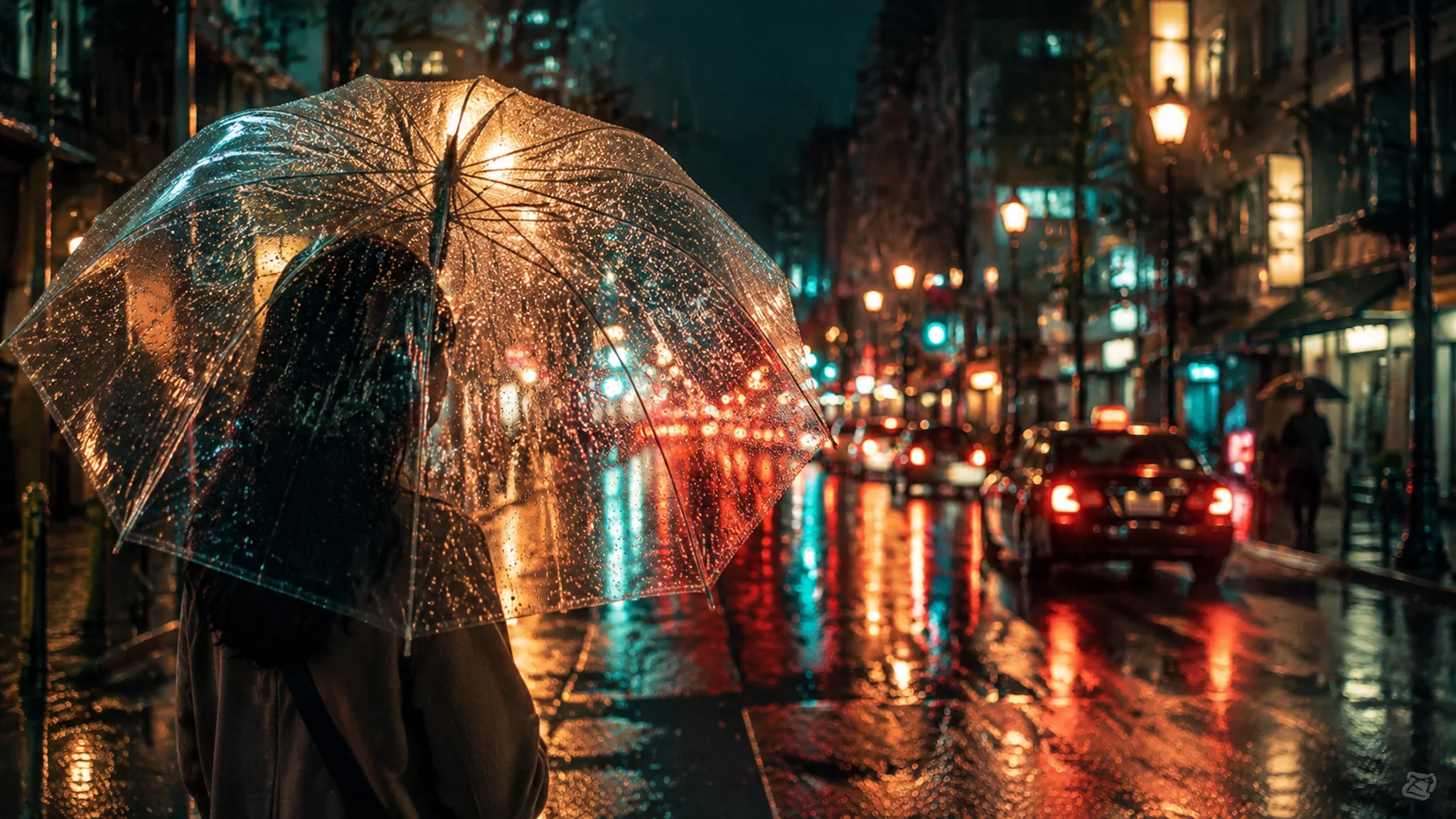 雨伞AI修图：透明伞面与雨天气氛的处理细节