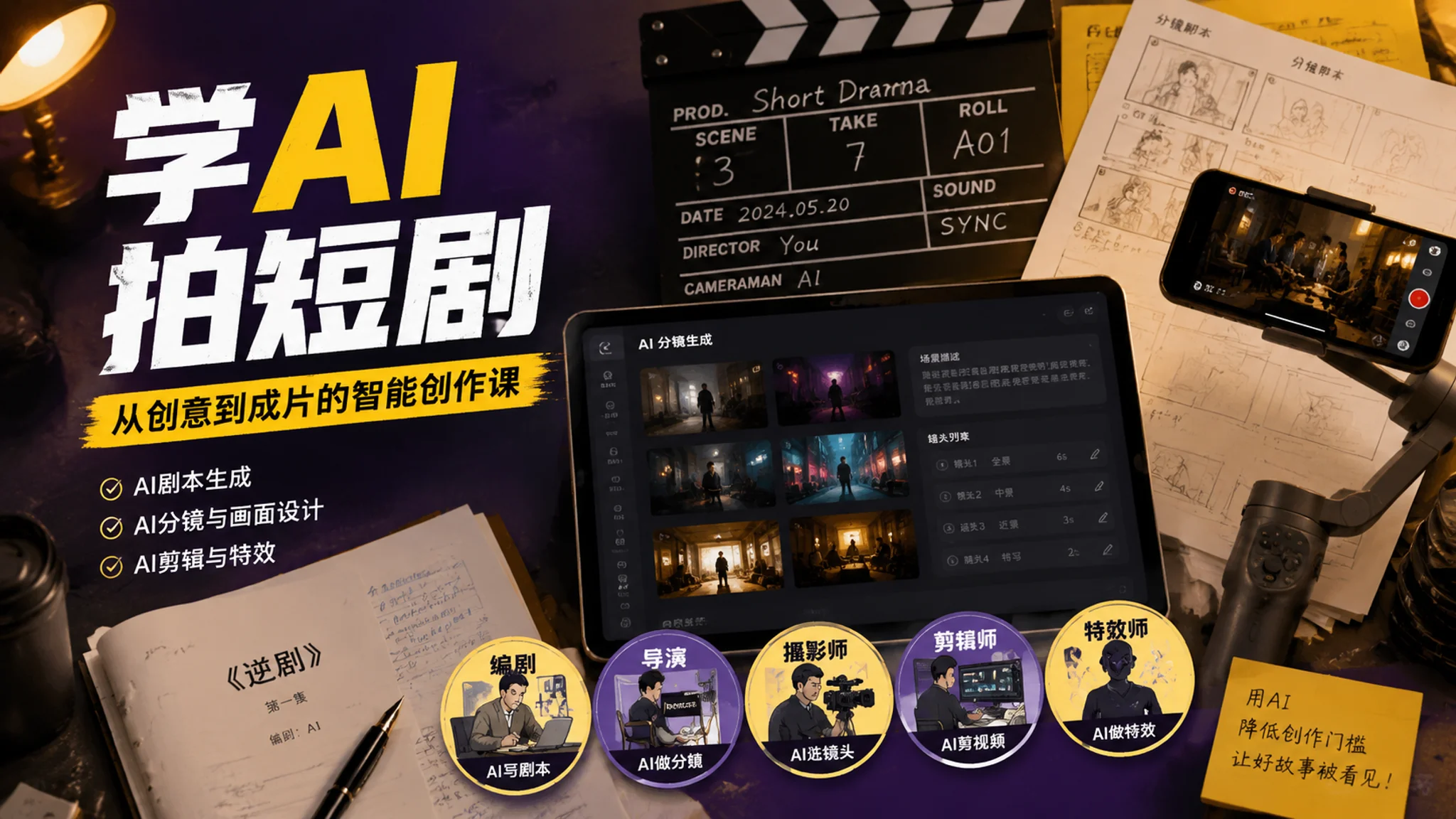 AI培训短剧方向怎么学？从编剧到成片的工种拆解