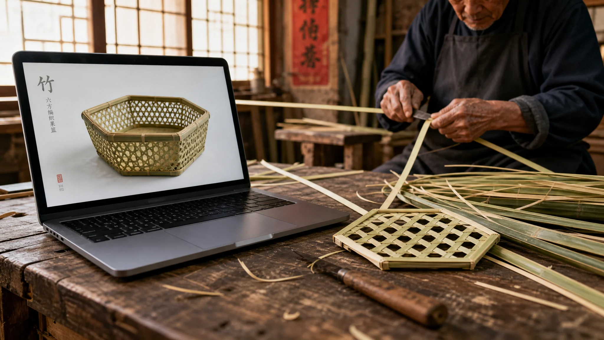 竹编培训ai学完回工坊：出图从两天变两小时，篾还得自己剖