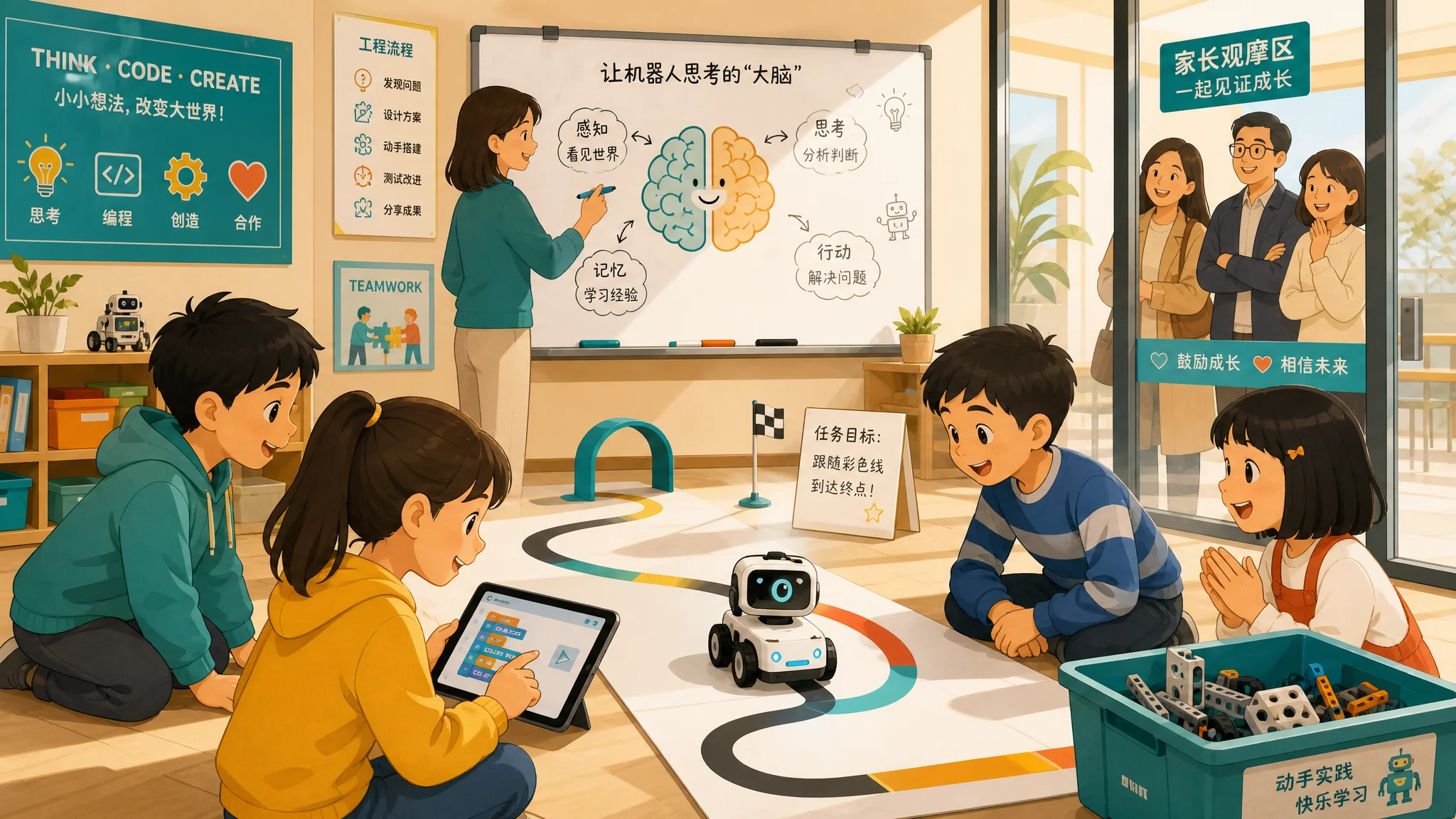 少儿AI培训开进我们机器人机构：改课、练老师、家长买账的全过程