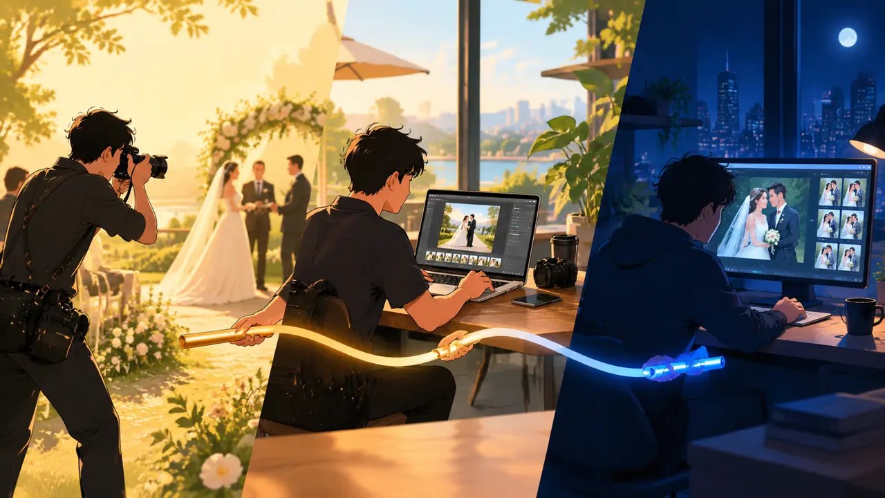 拍摄AI修图两头顾：单兵作战婚礼摄影师的一天流程